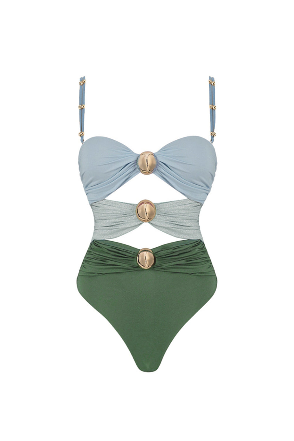 Black Spaghetti Straps 2 Piece Cut Out Swimsuit with Beach Dress