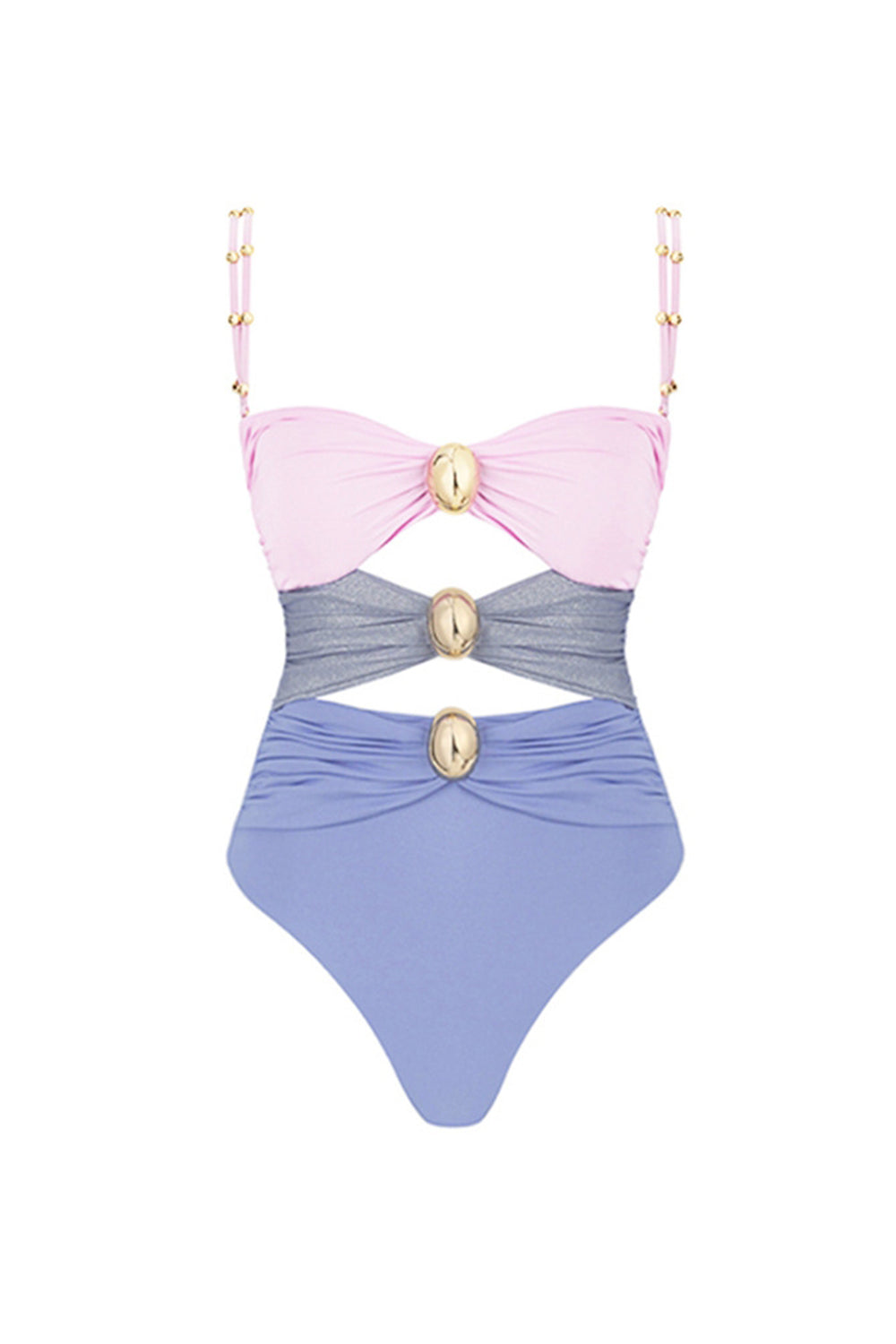 Black Spaghetti Straps 2 Piece Cut Out Swimsuit with Beach Dress