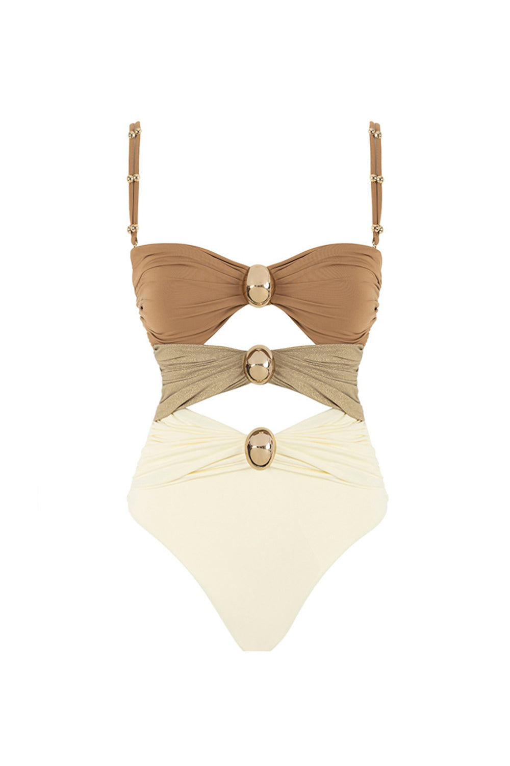 Black Spaghetti Straps 2 Piece Cut Out Swimsuit with Beach Dress