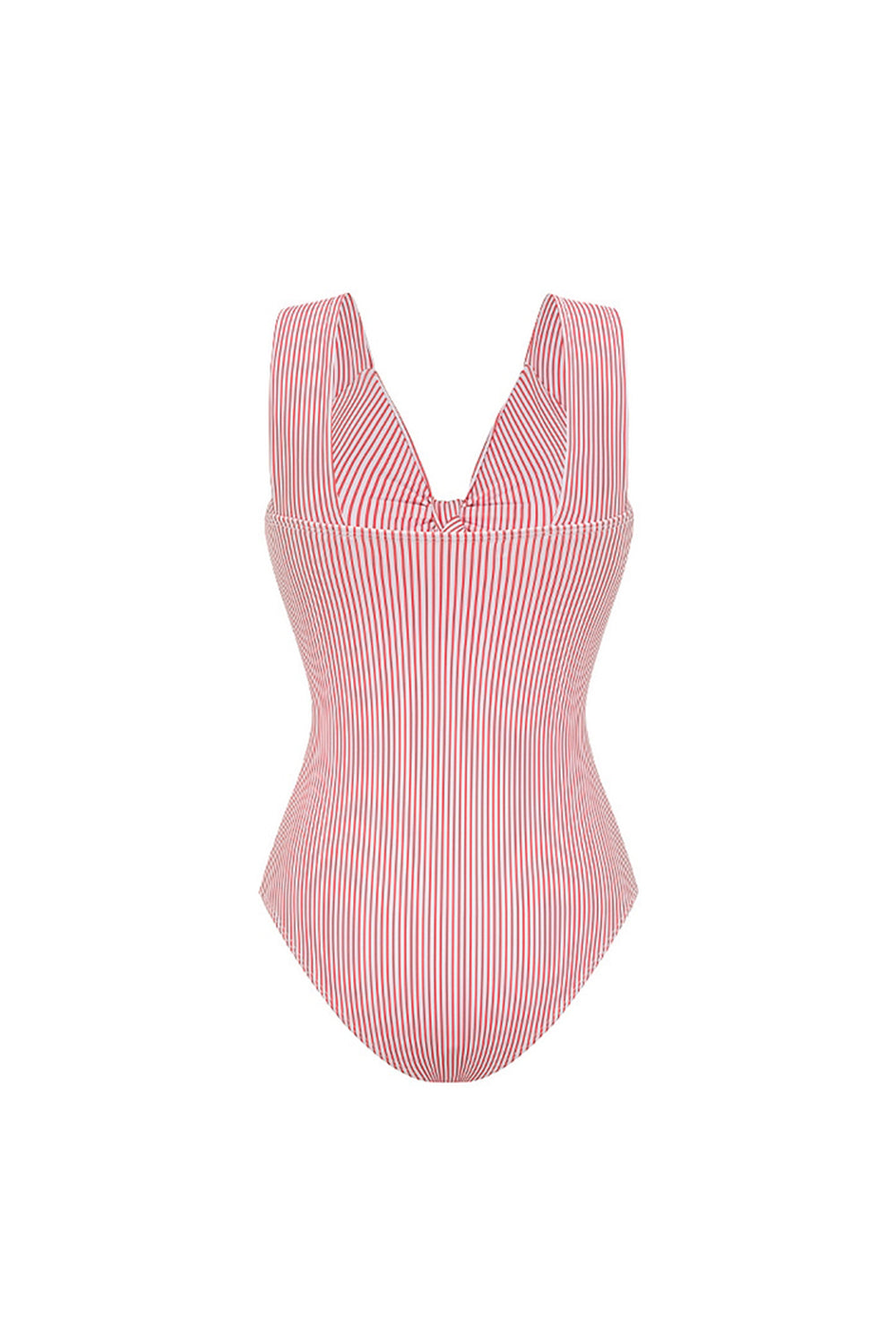 Red Striped Bowknot 2 Piece Swimwear Set with Beach Dress