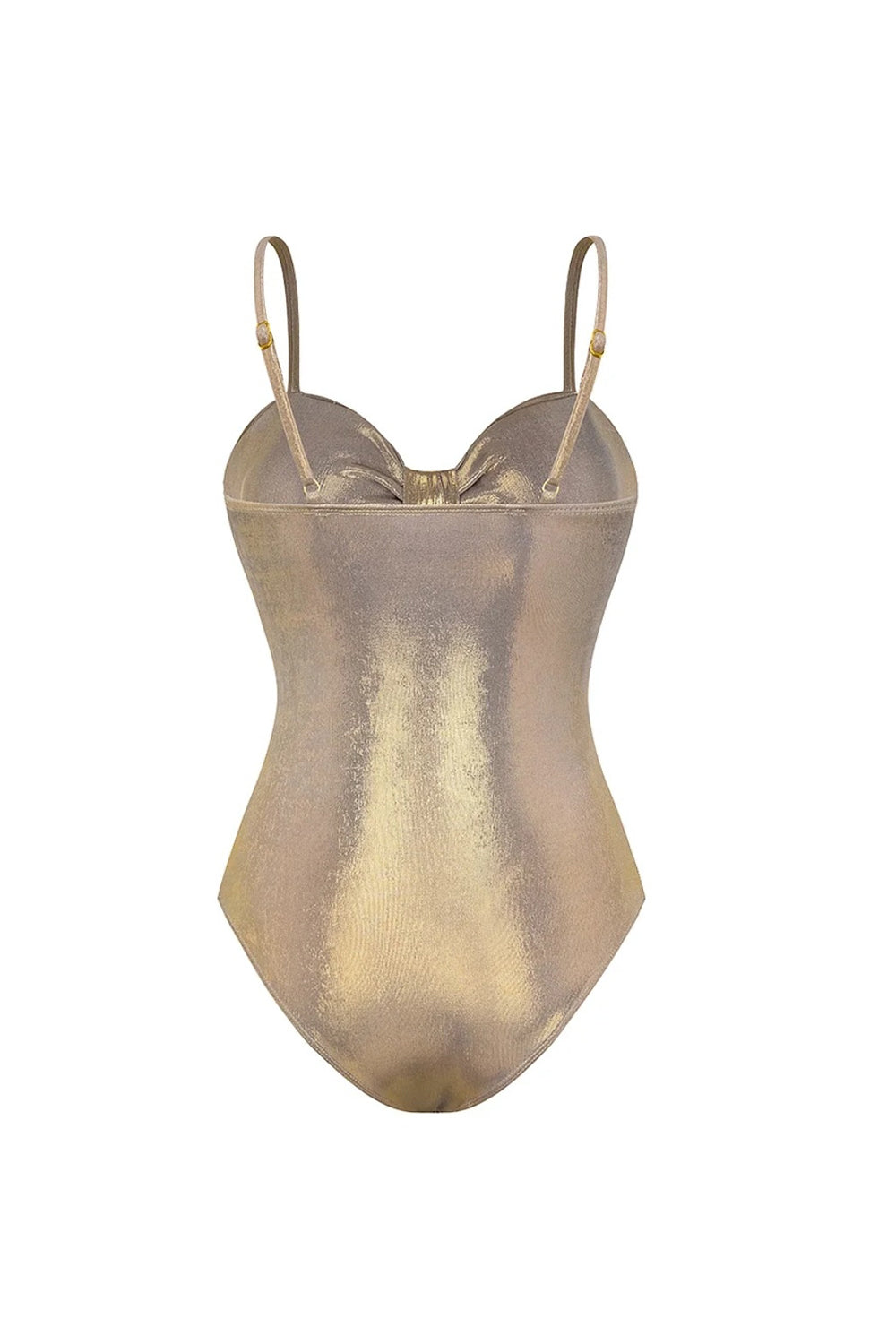 Metallic Golden 4 Piece Cut Out Swimwear Set with Cover Up