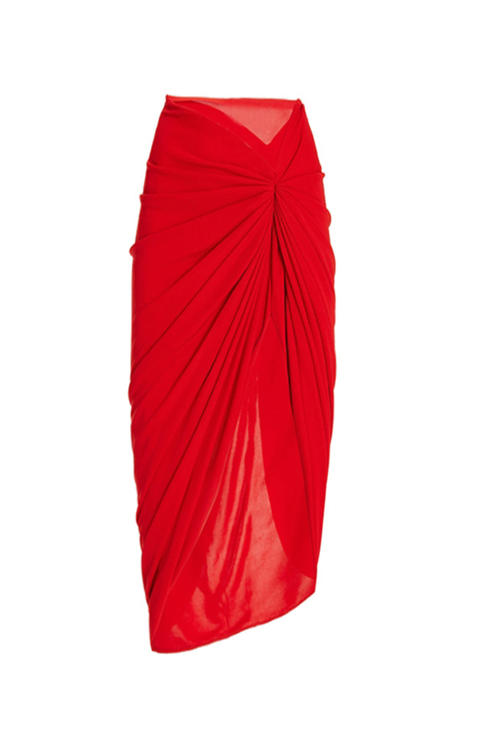 Red Strapless 2 Piece Ruched Swimsuit with Cover Up