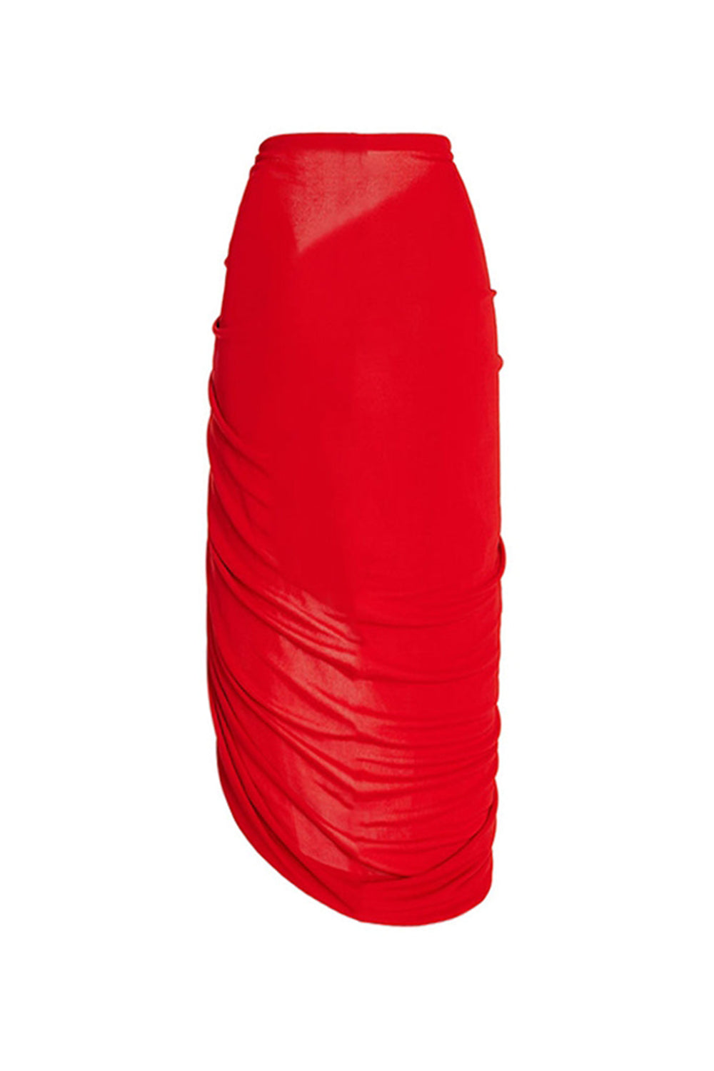 Red Strapless 2 Piece Ruched Swimsuit with Cover Up