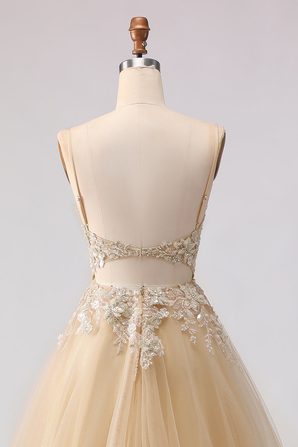 Sage Green A-Line Beaded Long Tulle Prom Dress with Embroidery