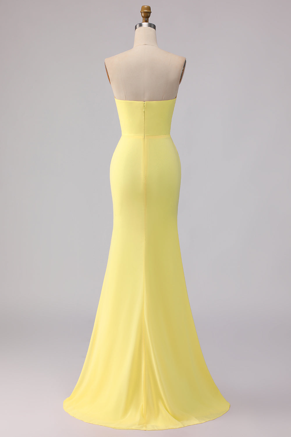 Yellow Strapless Mermaid Long Bridesmaid Dress