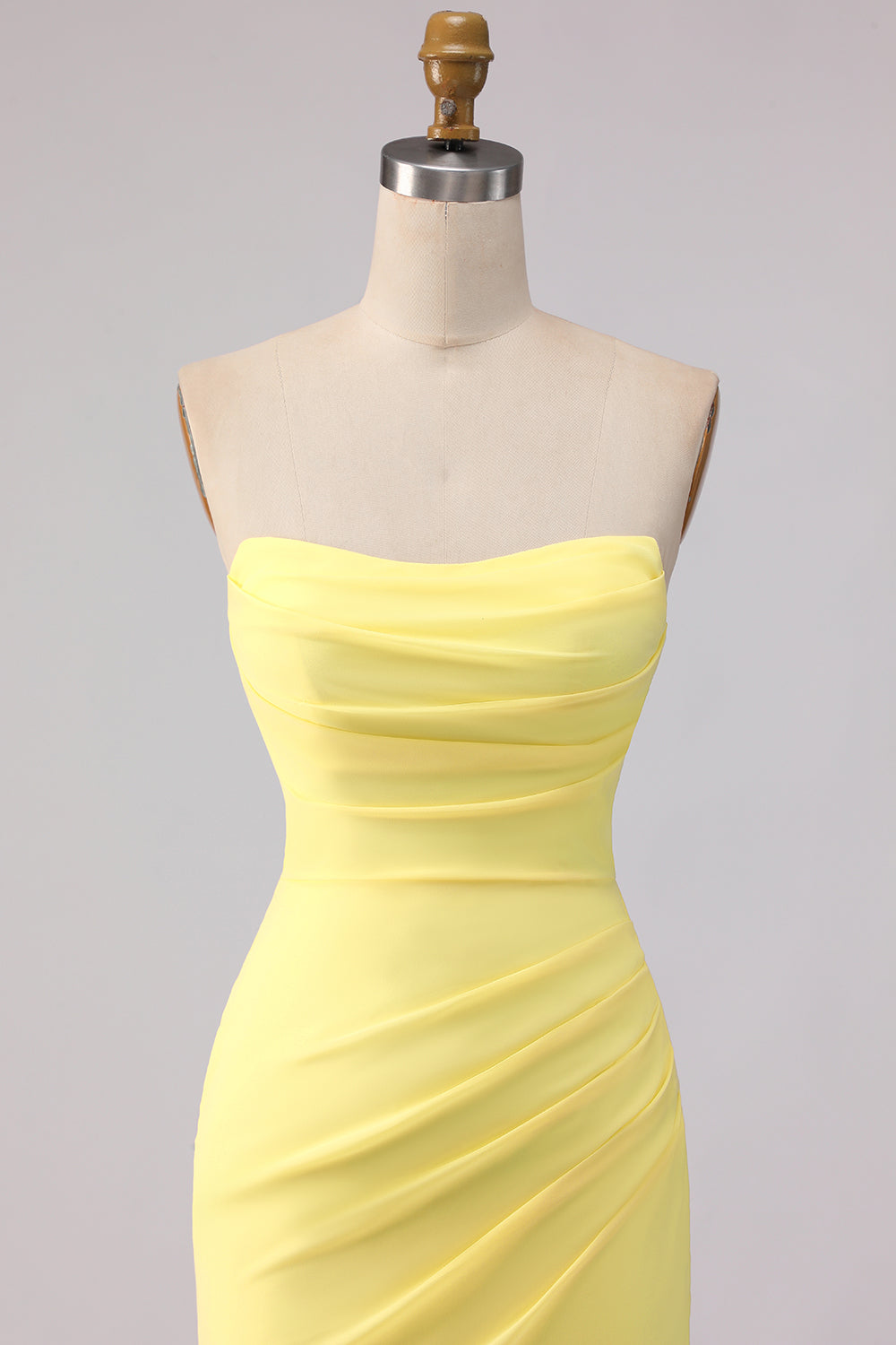Yellow Strapless Mermaid Long Bridesmaid Dress