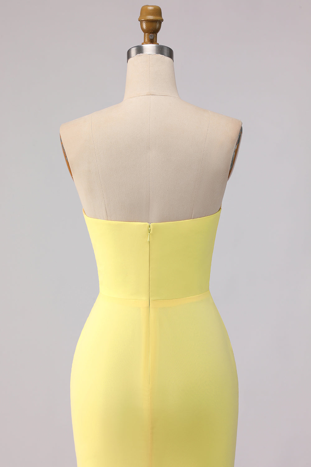 Yellow Strapless Mermaid Long Bridesmaid Dress