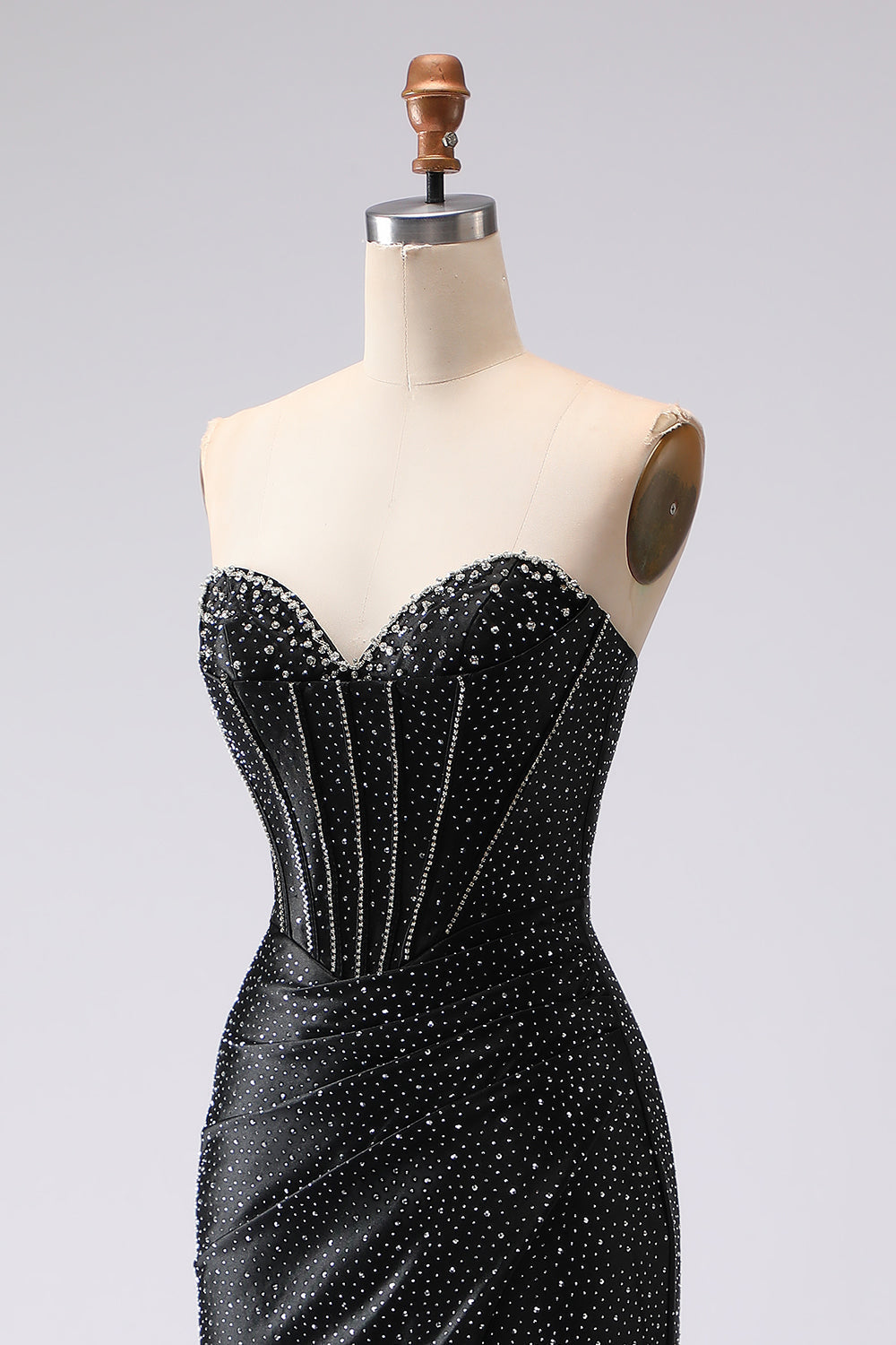 Black Mermaid Sweetheart Beaded Corset Long Prom Dress with Slit