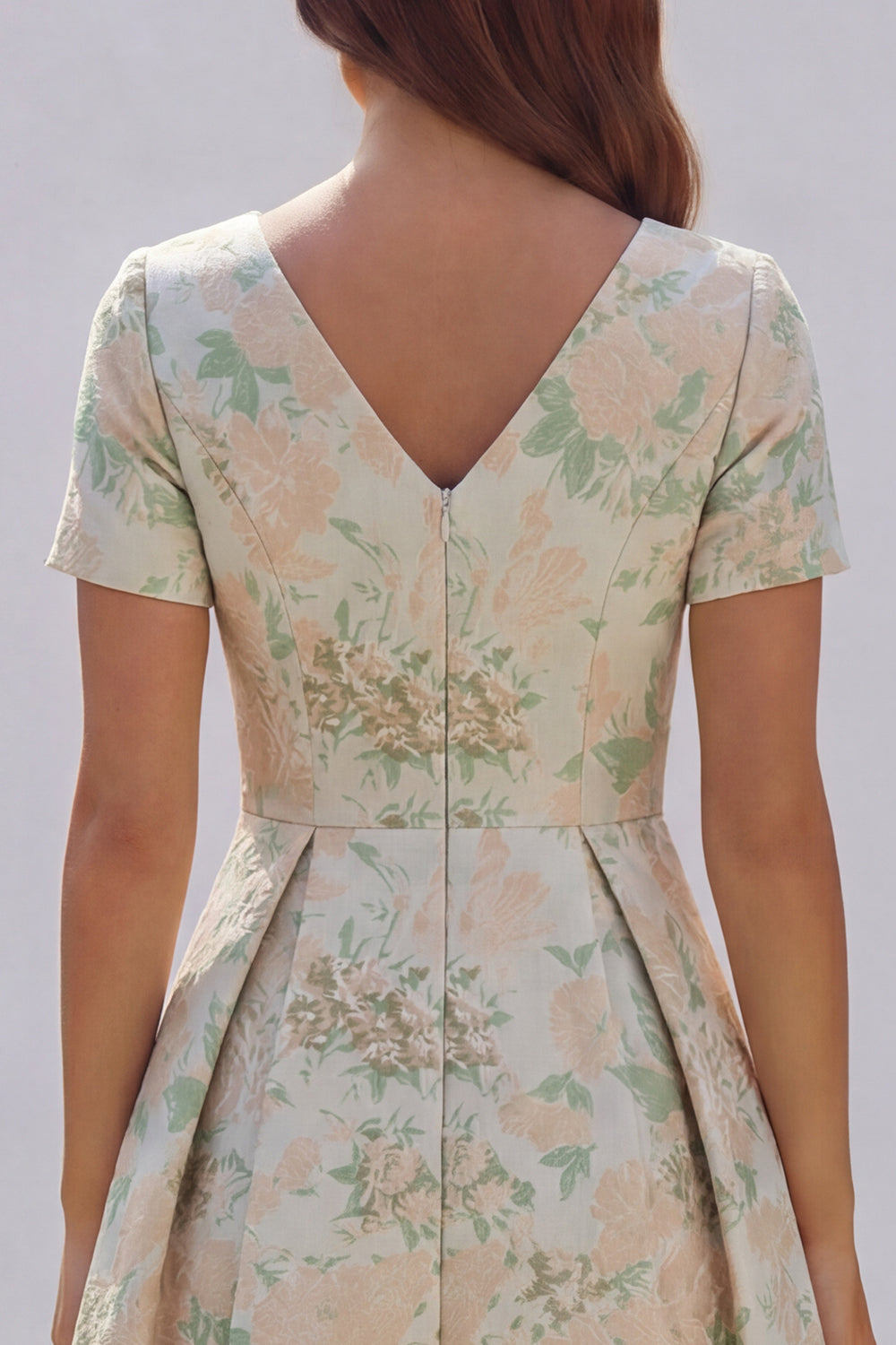 Blue White Flower A-Line Printed Short Sleeves Midi Dress