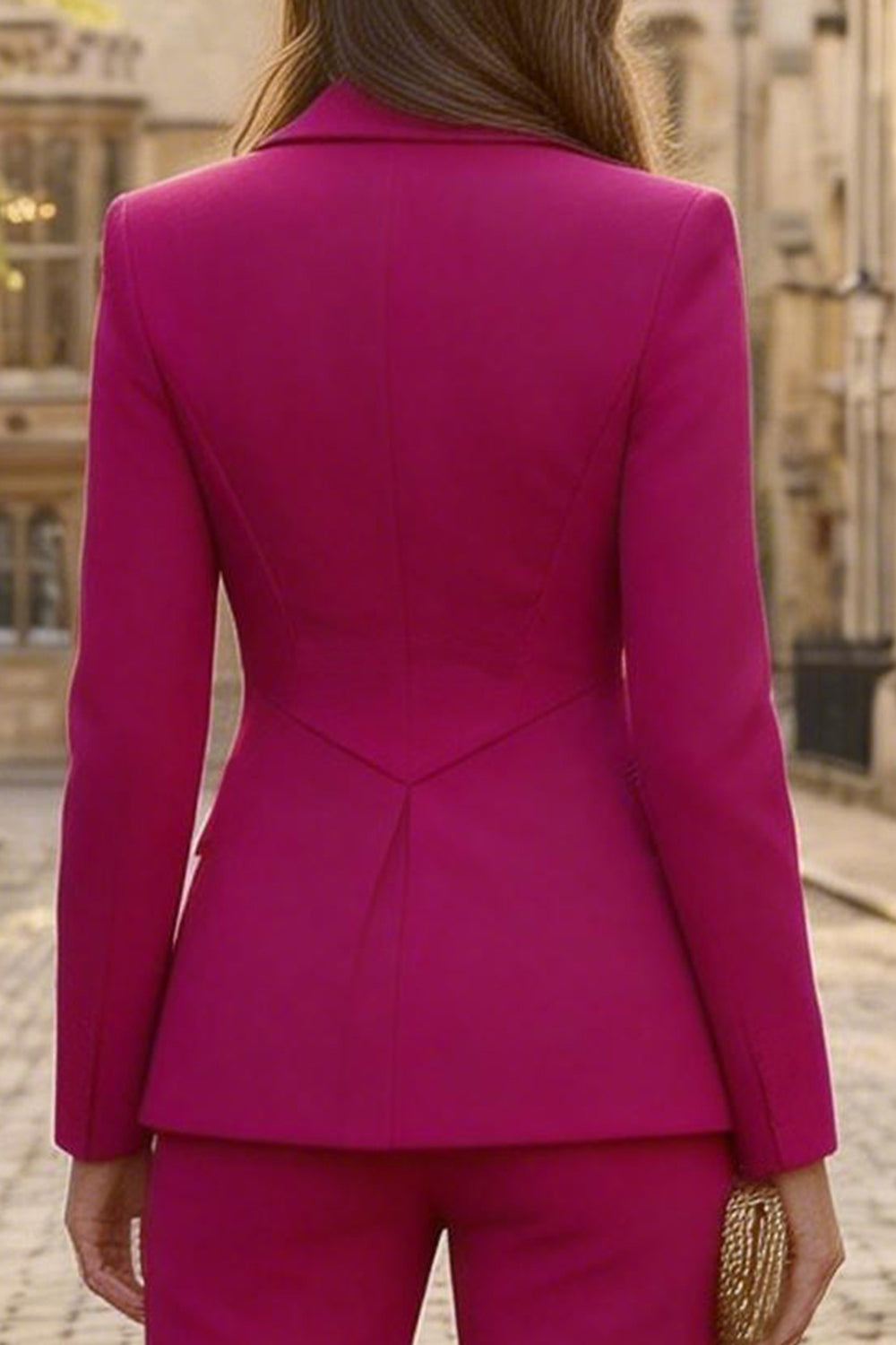 Fuchsia Peak Lapel 2 Piece Slim Fit Women's Business Suits