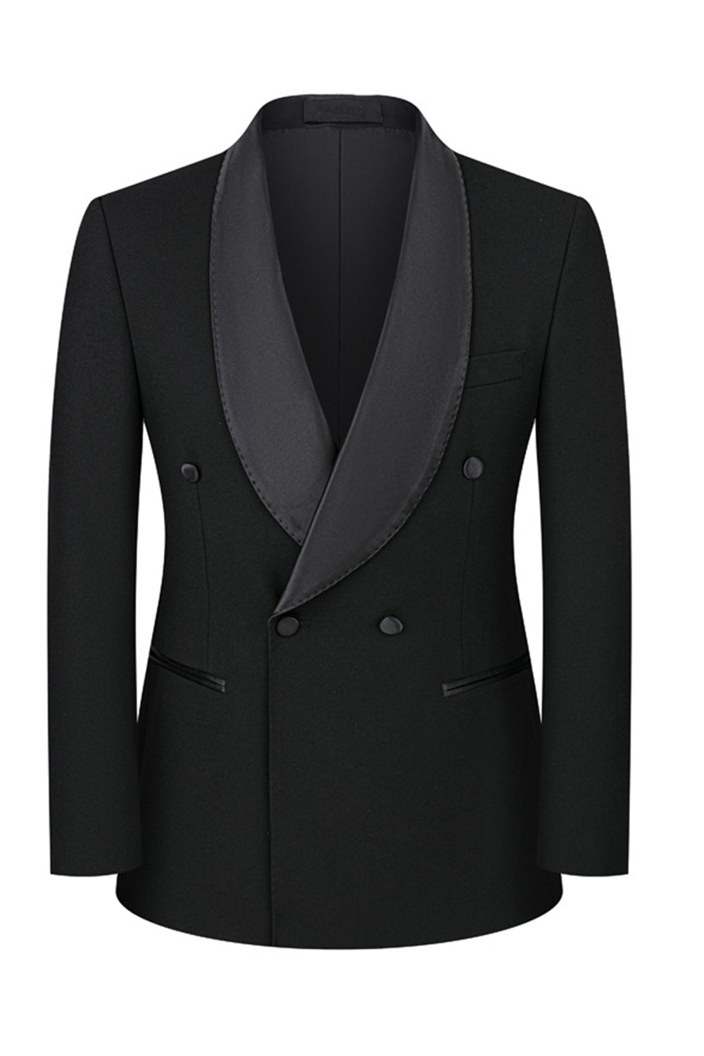 Black 2-piece Shawl Lapel Double-Breasted Men's Suits