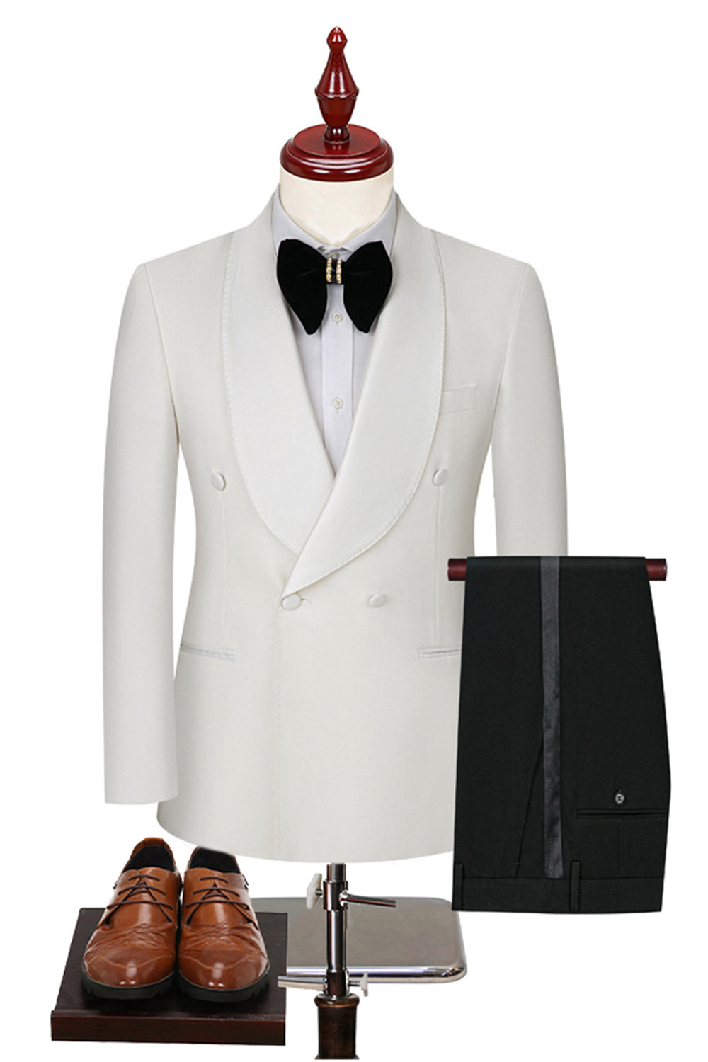 Black 2-piece Shawl Lapel Double-Breasted Men's Suits