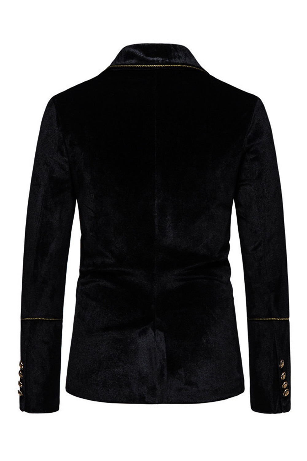 Black Velvet Notched Lapel Double-Breasted Men's Suits