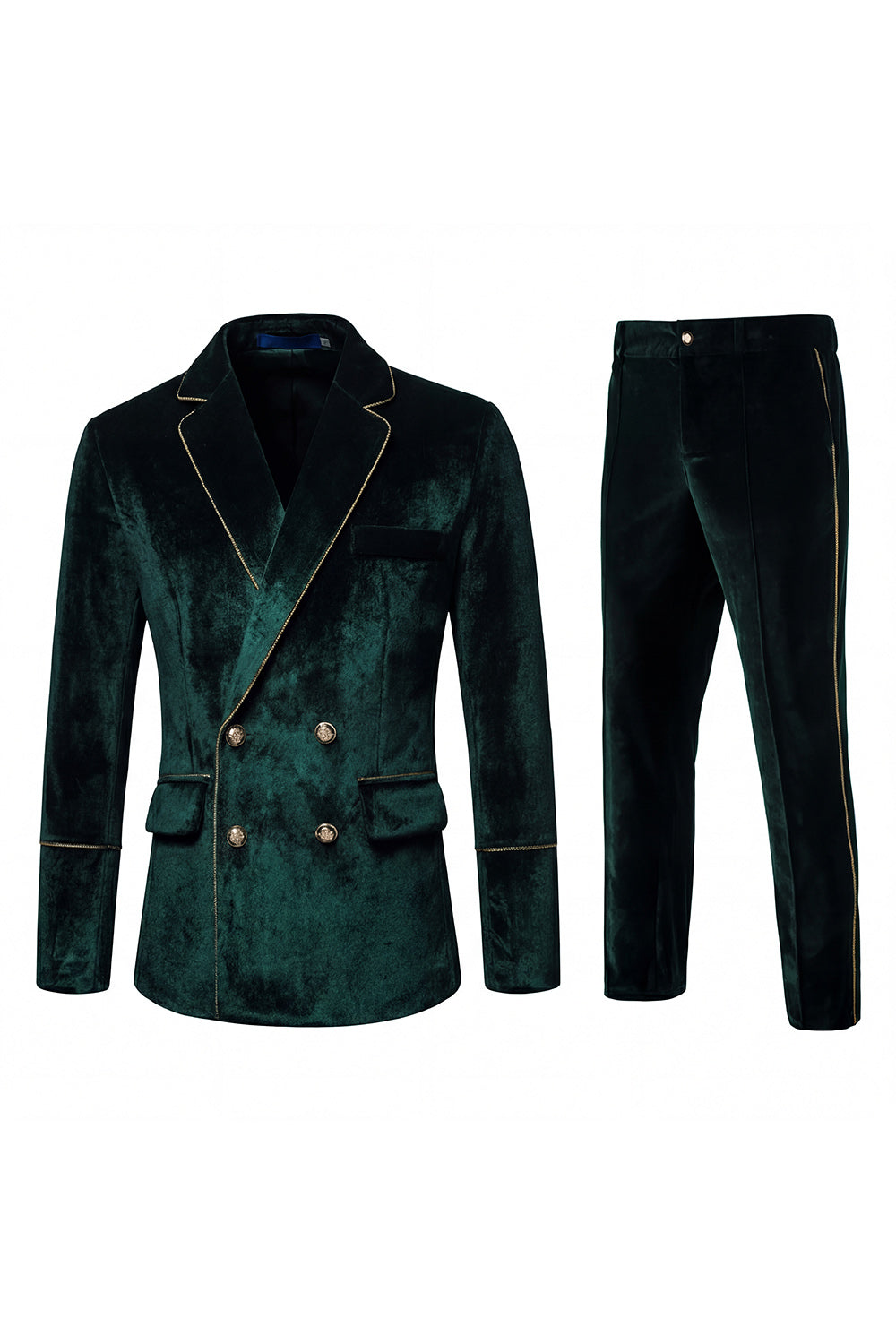 Black Velvet Notched Lapel Double-Breasted Men's Suits