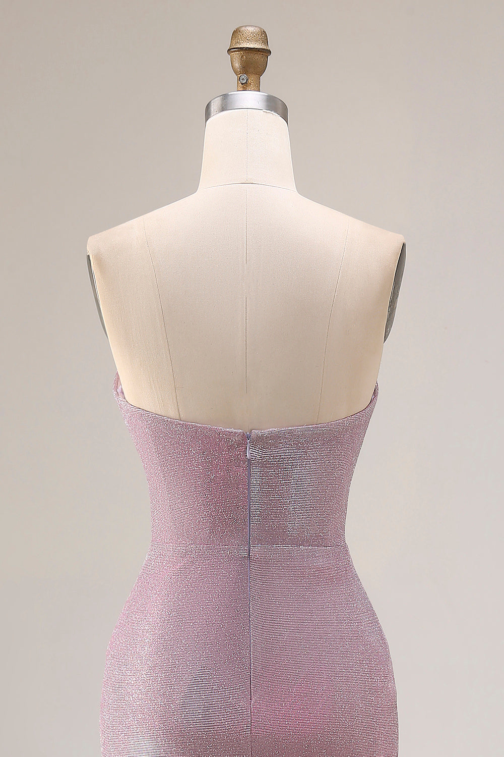 Robe de bal longue sirène sans bretelles froissée fendue Dusty Plum