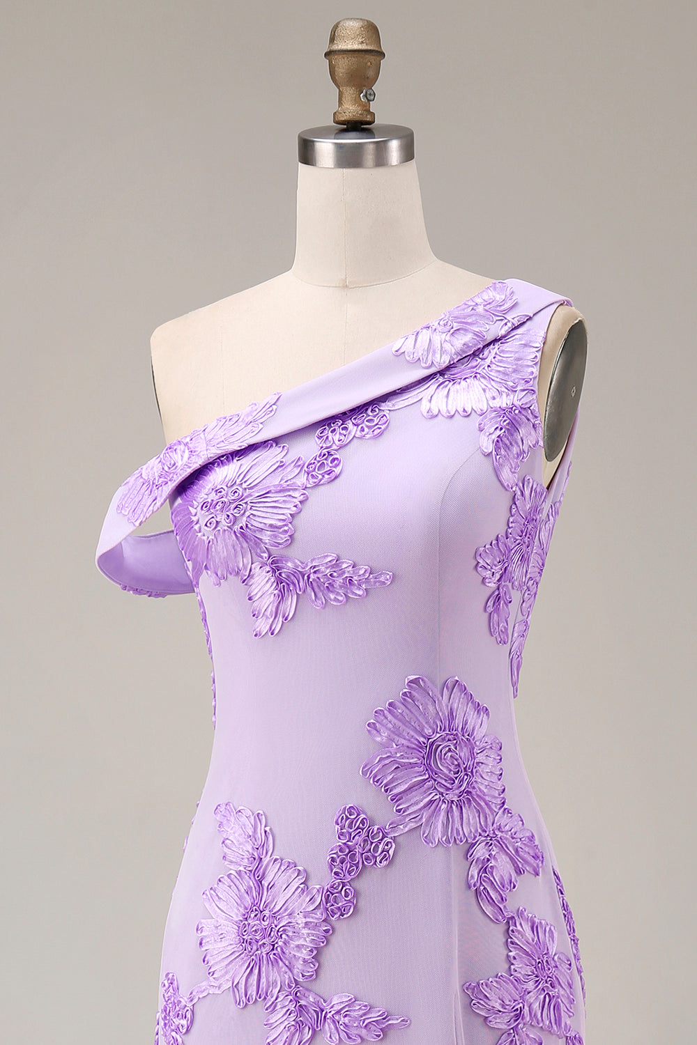 Yellow One Shoulder Sheath Long Prom Dress with Floral Embroidery
