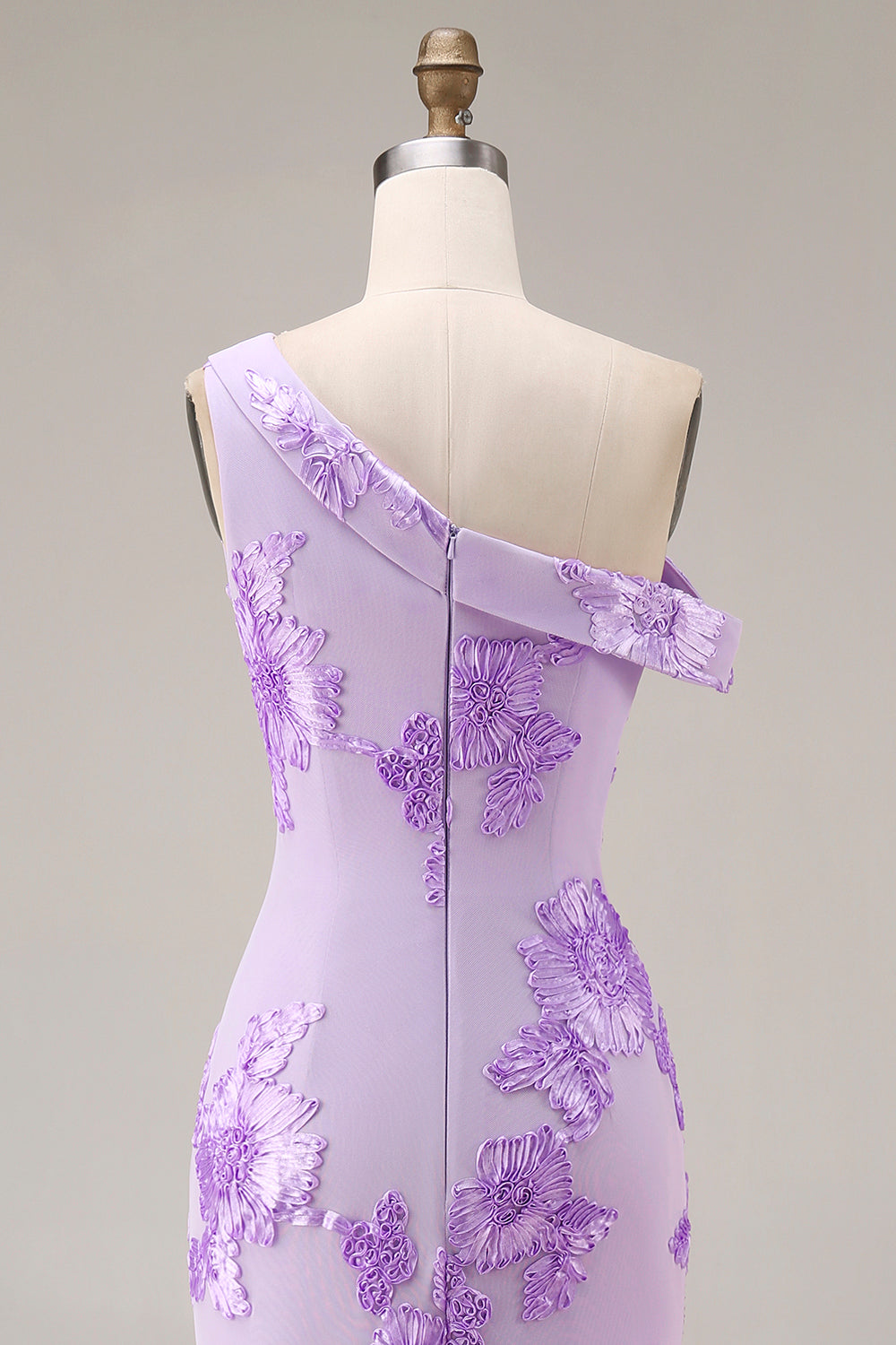 Yellow One Shoulder Sheath Long Prom Dress with Floral Embroidery