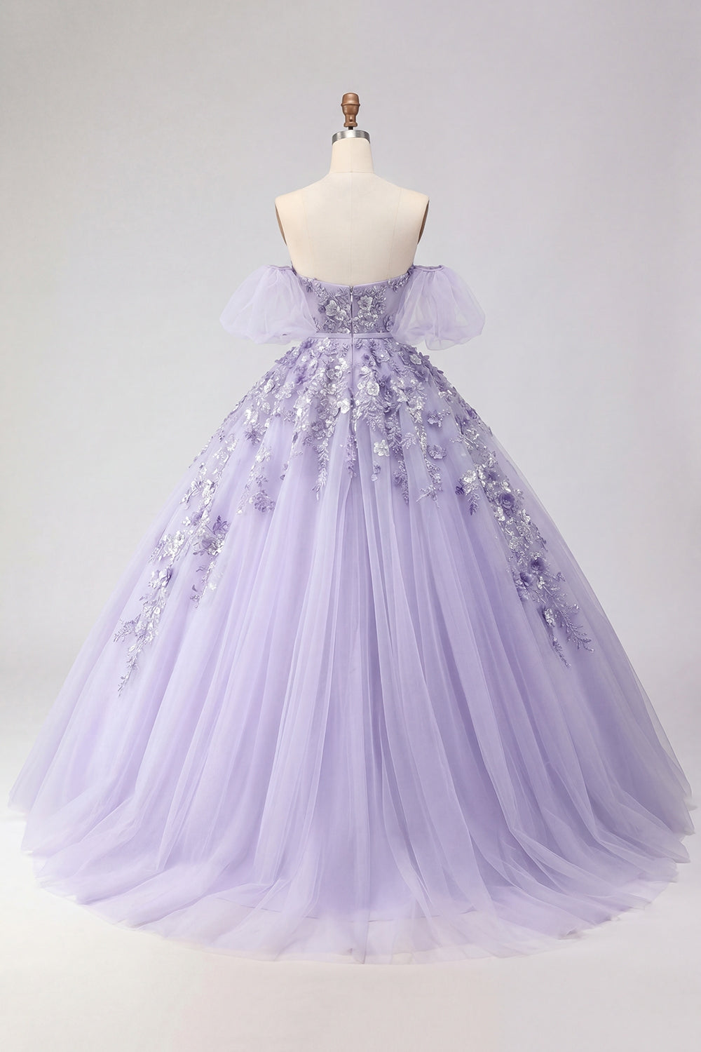 Off-the-Shoulder Appliquéd Ball Gown Blush Quinceañera Dress