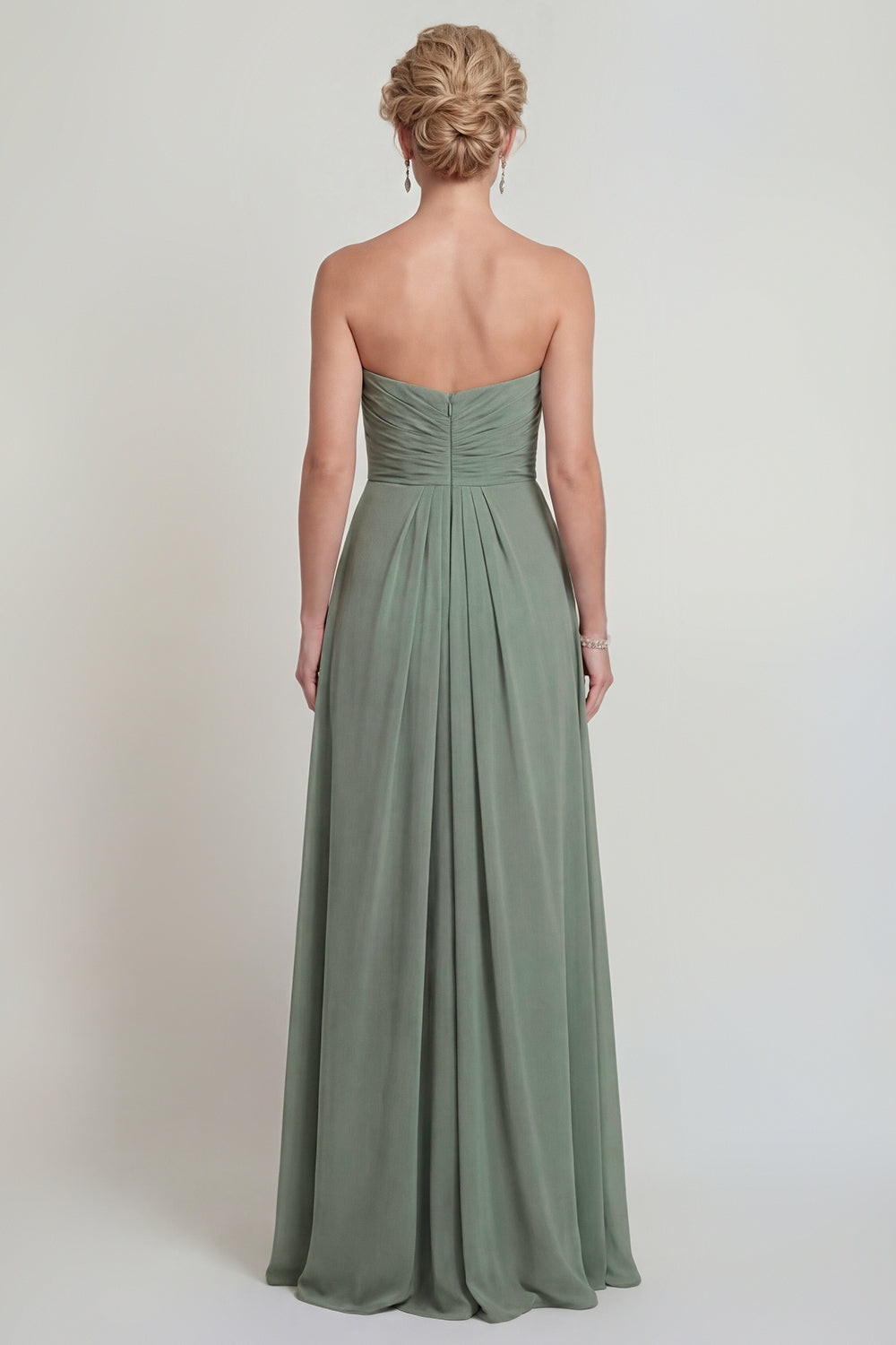 Dusty Sage Sweetheart A-Line Ruched Chiffon Mother of the Bride Dress with Slit