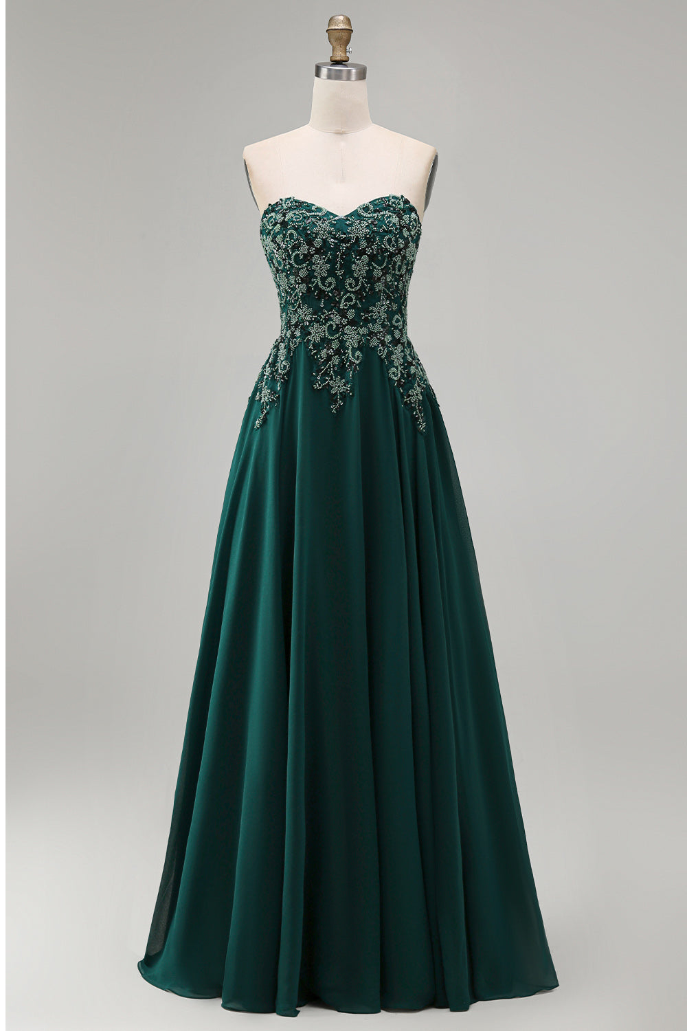 Sweetheart A-Line Dark Green Long Mother of the Bride Dress with Appliques
