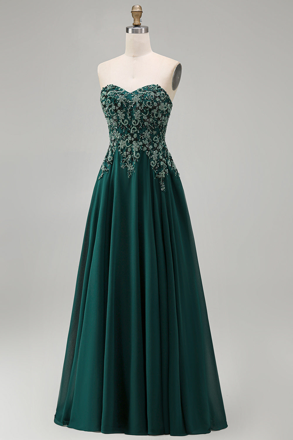 Sweetheart A-Line Dark Green Long Mother of the Bride Dress with Appliques