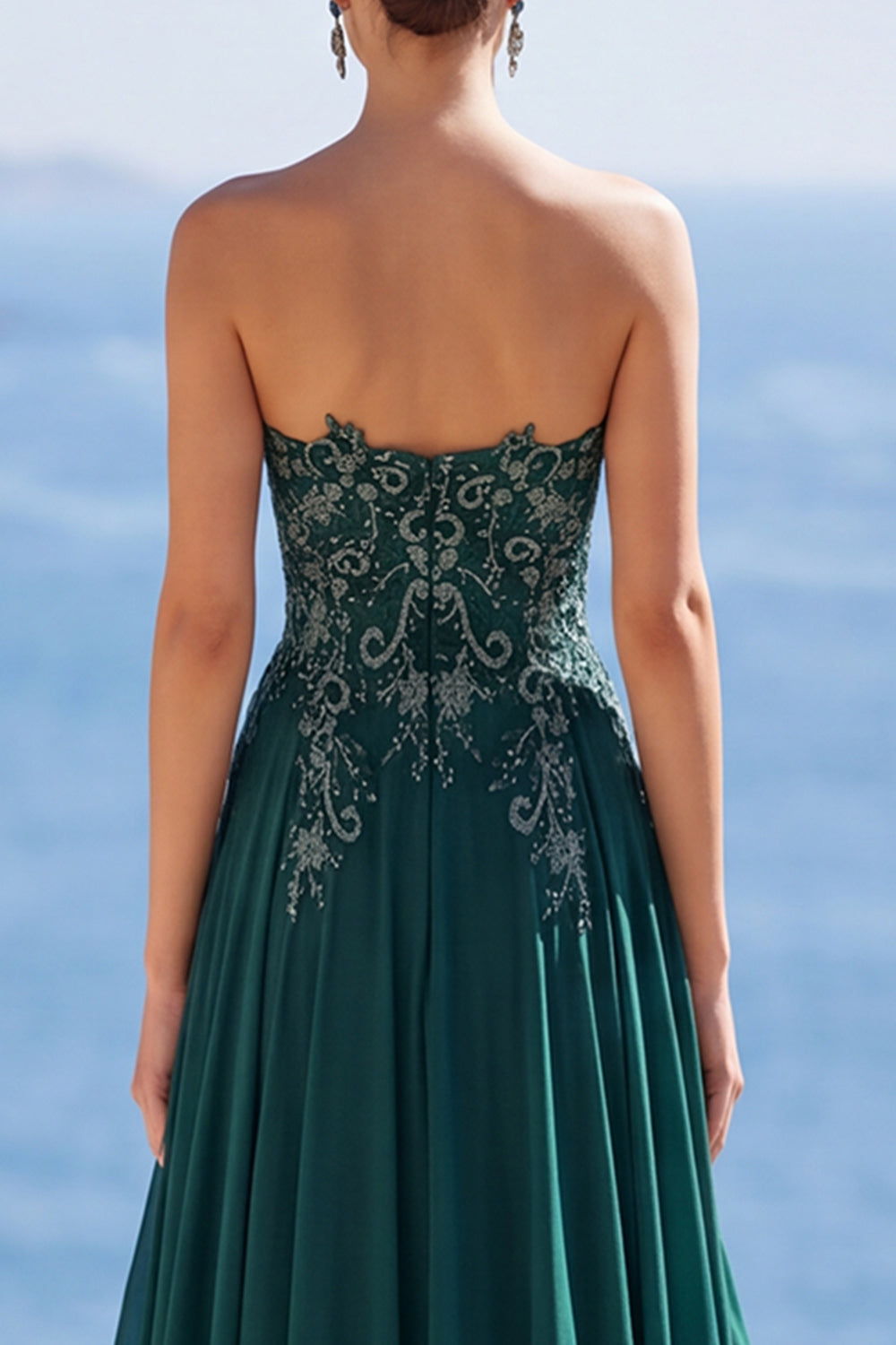 Sweetheart A-Line Dark Green Long Mother of the Bride Dress with Appliques