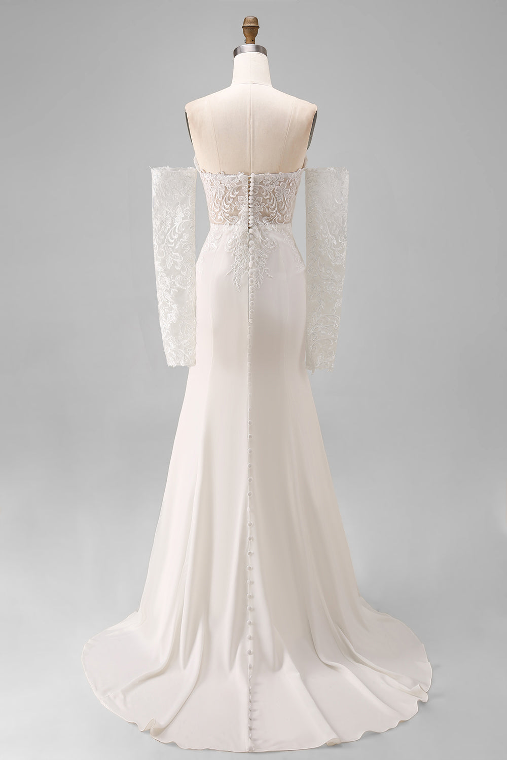 Ivory Sweetheart Mermaid Sweep Train Wedding Dress with Lace