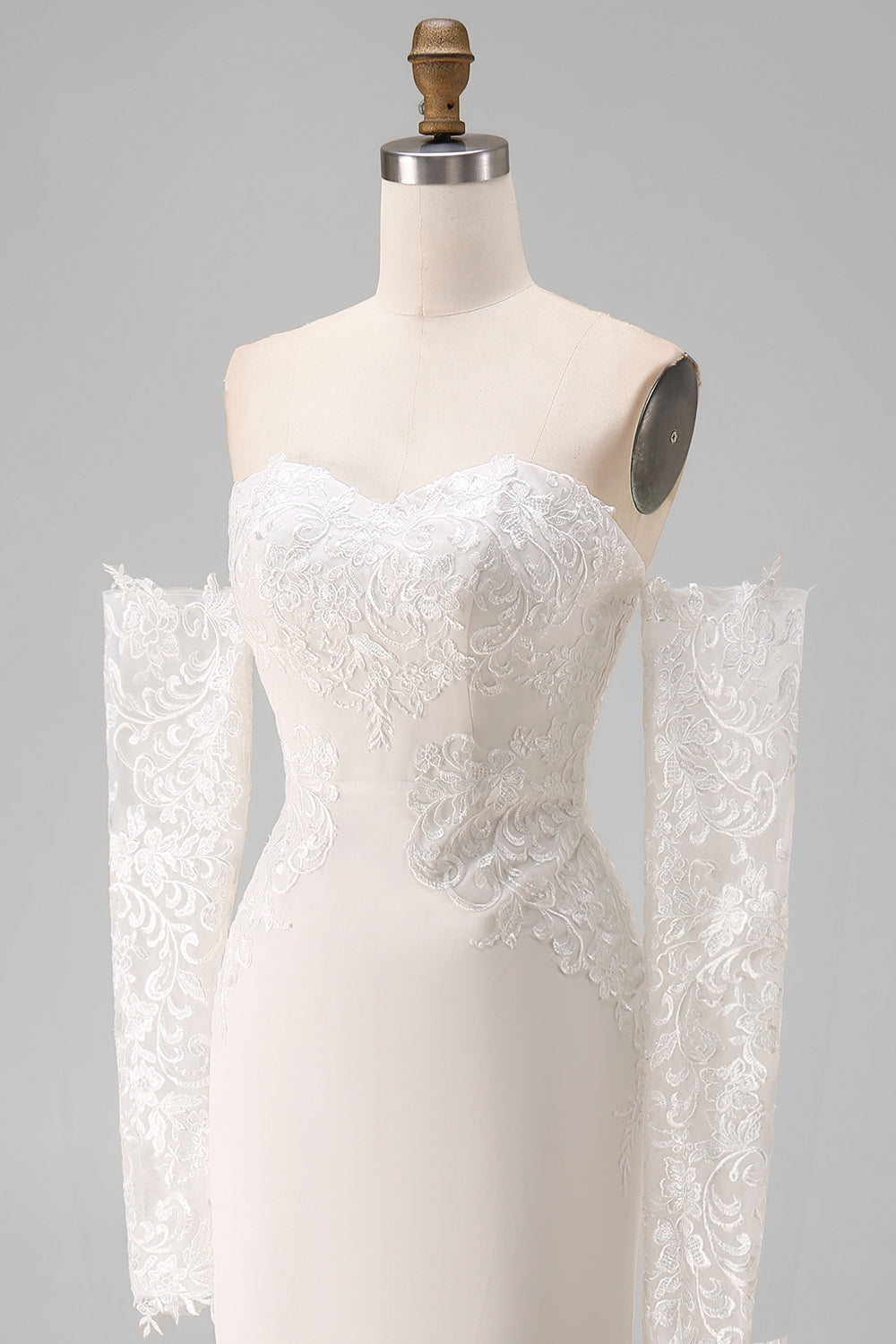 Ivory Sweetheart Mermaid Sweep Train Wedding Dress with Lace
