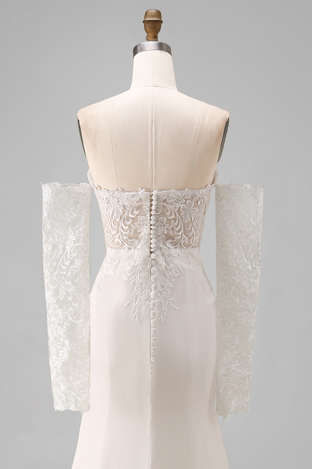 Ivory Sweetheart Mermaid Sweep Train Wedding Dress with Lace