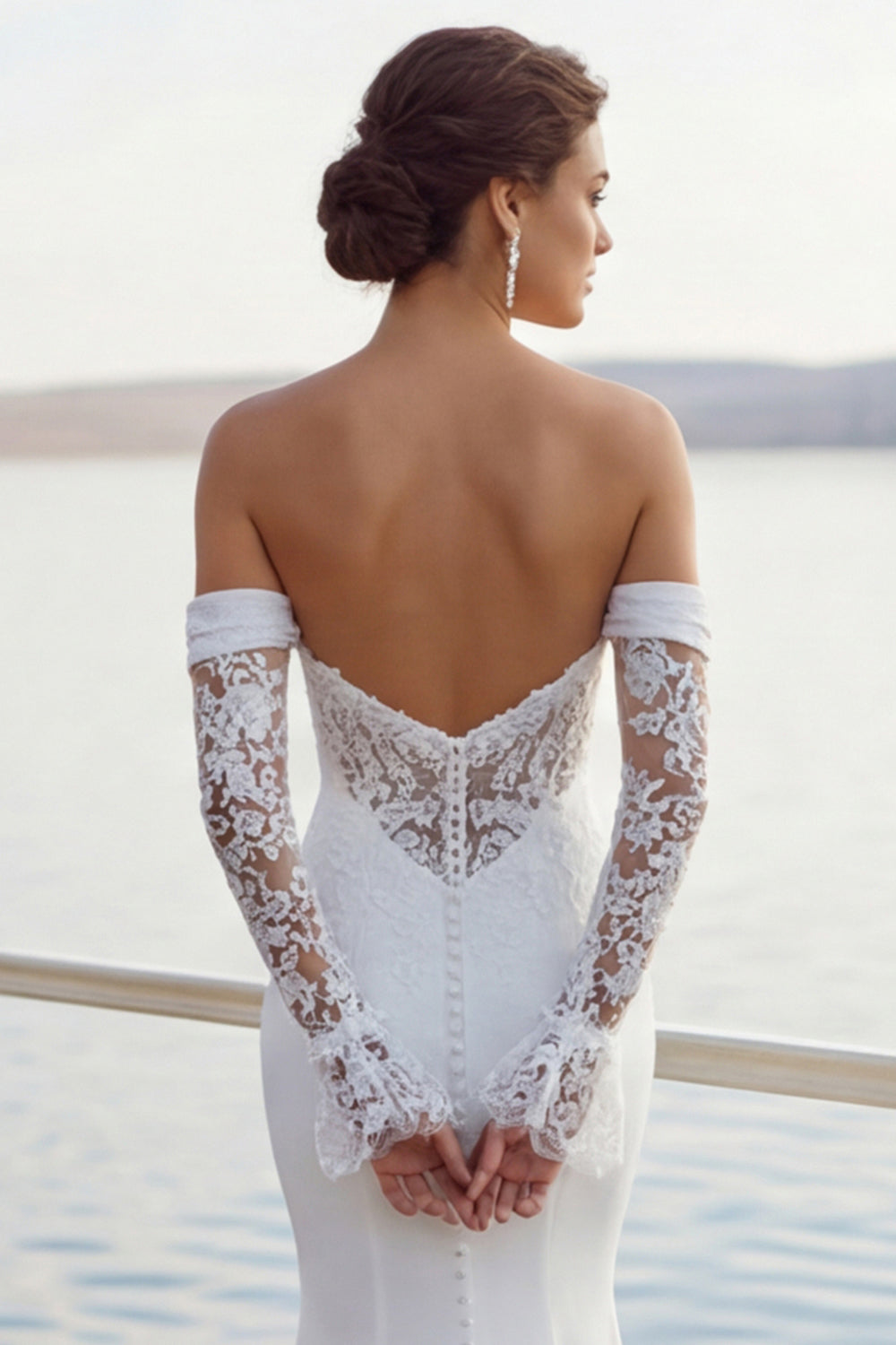 Ivory Mermaid Sweetheart Chiffon Ruched Long Wedding Dress