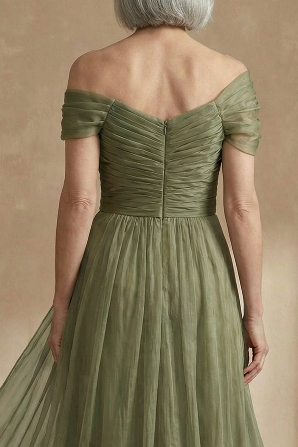 Dusty Sage A-Line Asymmetrical Convertible Mother of the Bride Dress with Wrap