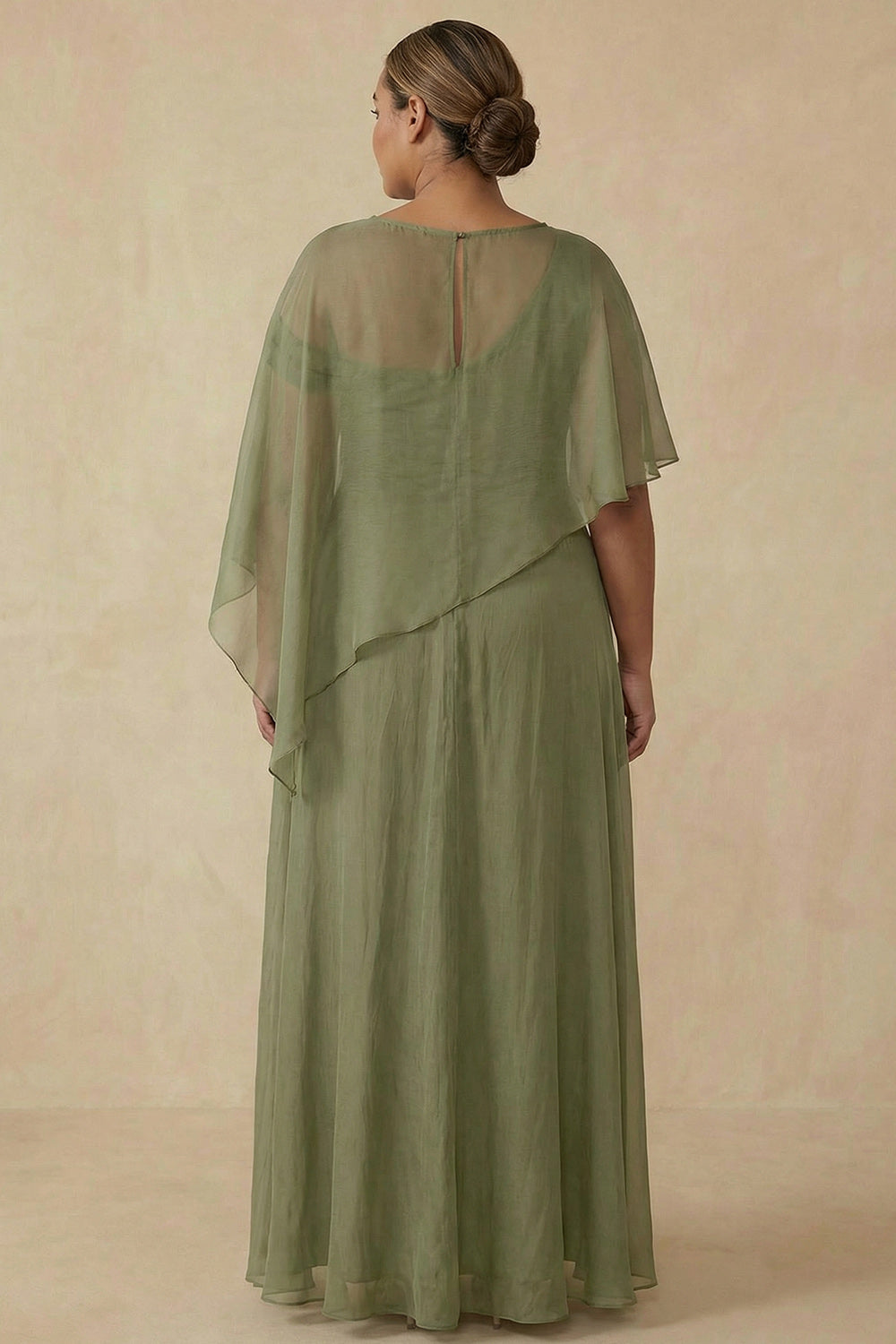Robe de Mère de la Mariée Grande Taille Asymétrique Trapèze Sauge Poussiéreuse