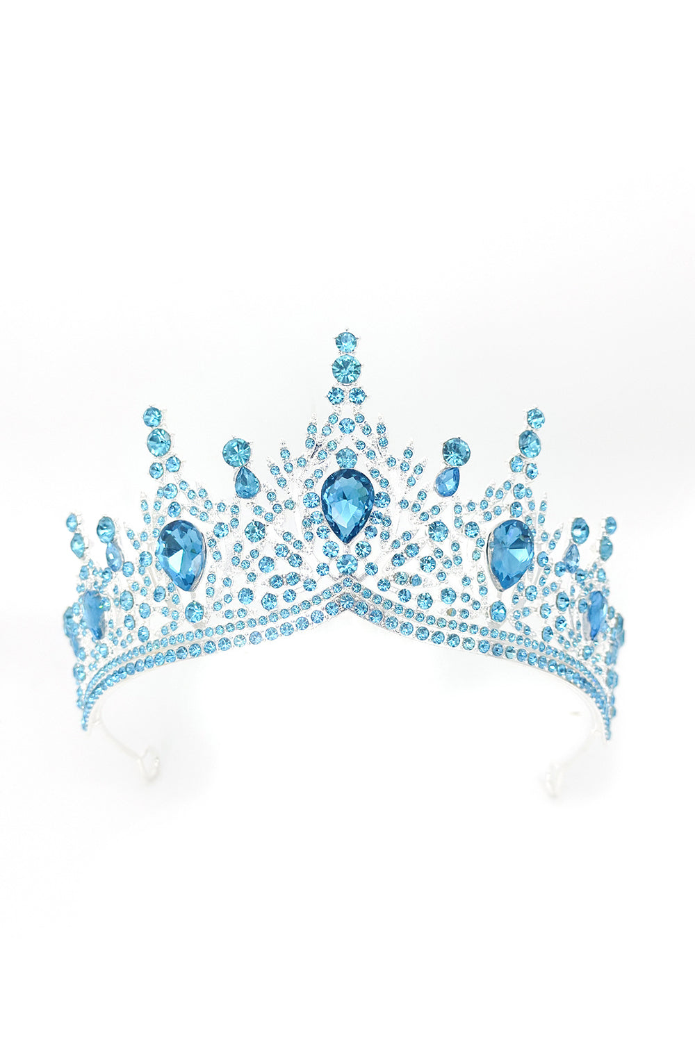 Couronne Diadème de Miss Bal en Cristal Bleu Royal et Doré