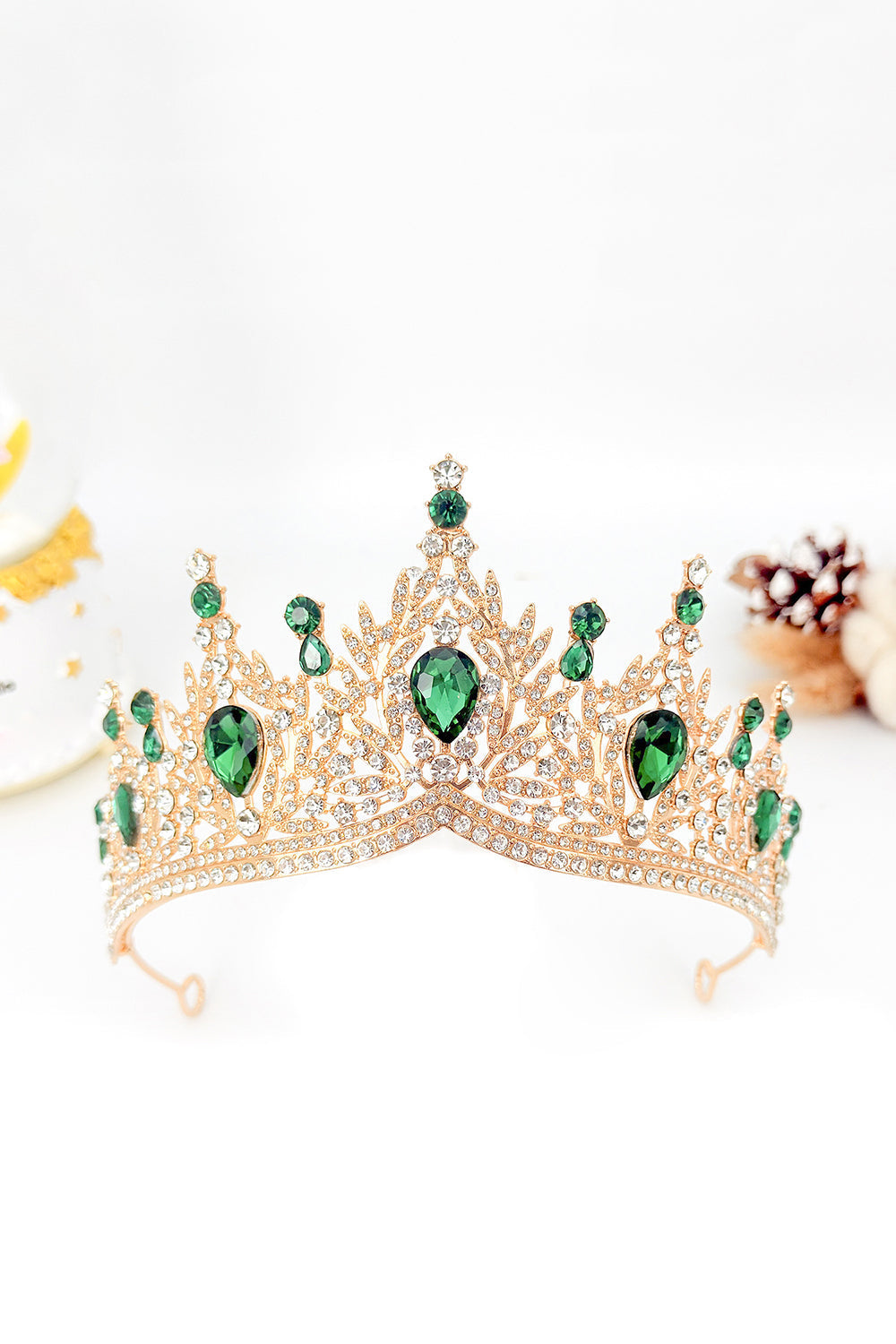 Couronne Diadème de Miss Bal en Cristal Bleu Royal et Doré