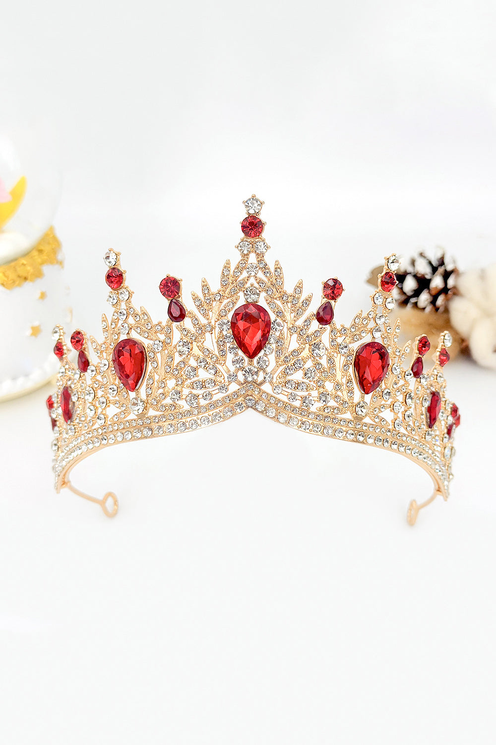 Couronne Diadème de Miss Bal en Cristal Bleu Royal et Doré