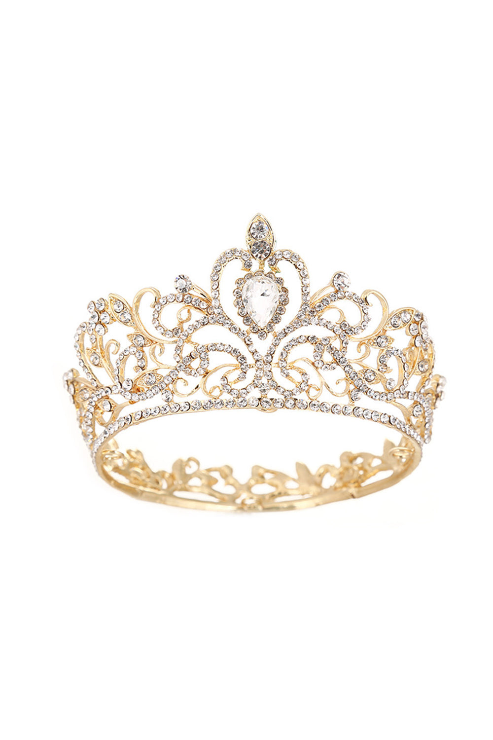 Diadème couronne dorée de reine de bal en cristal