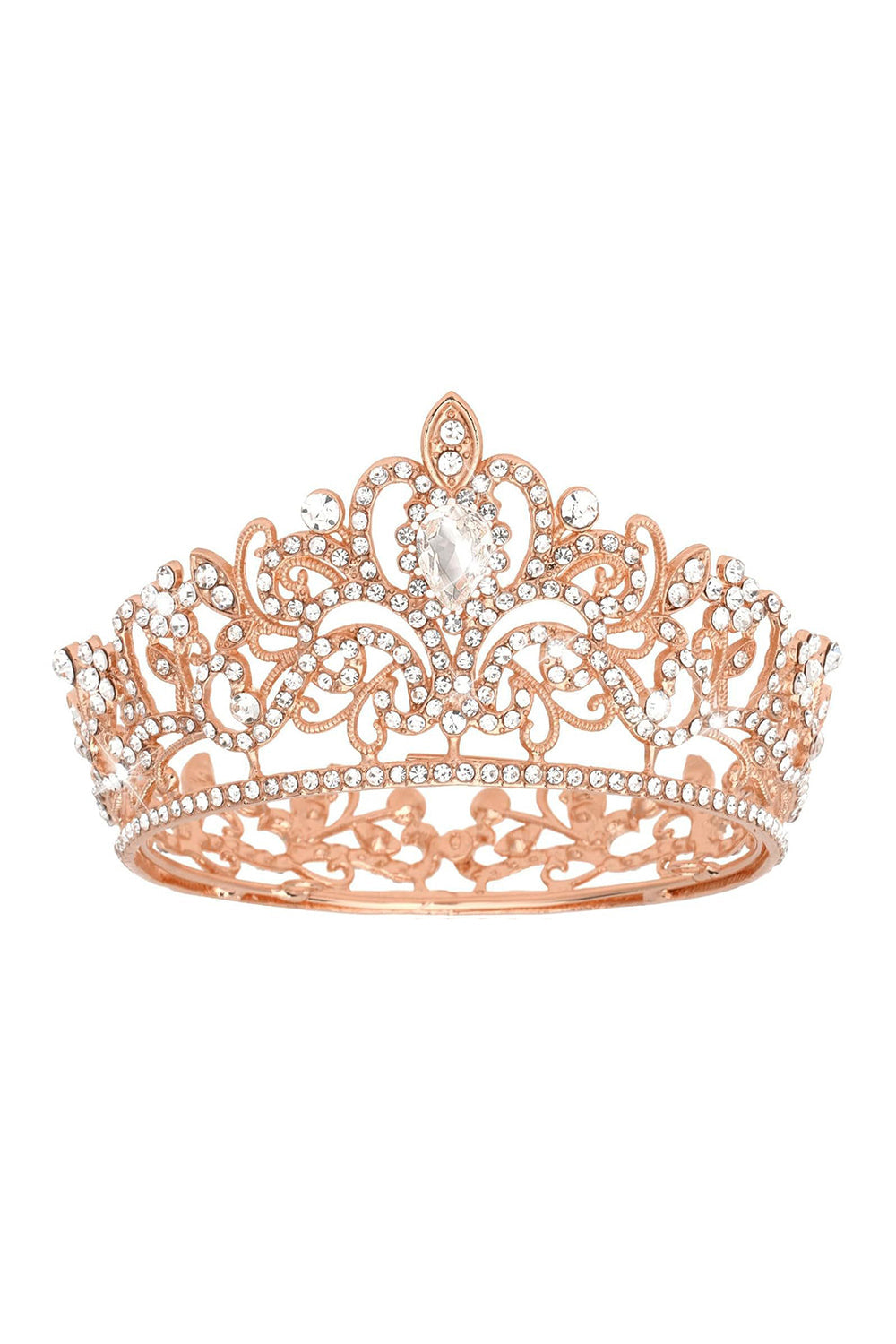 Diadème couronne dorée de reine de bal en cristal