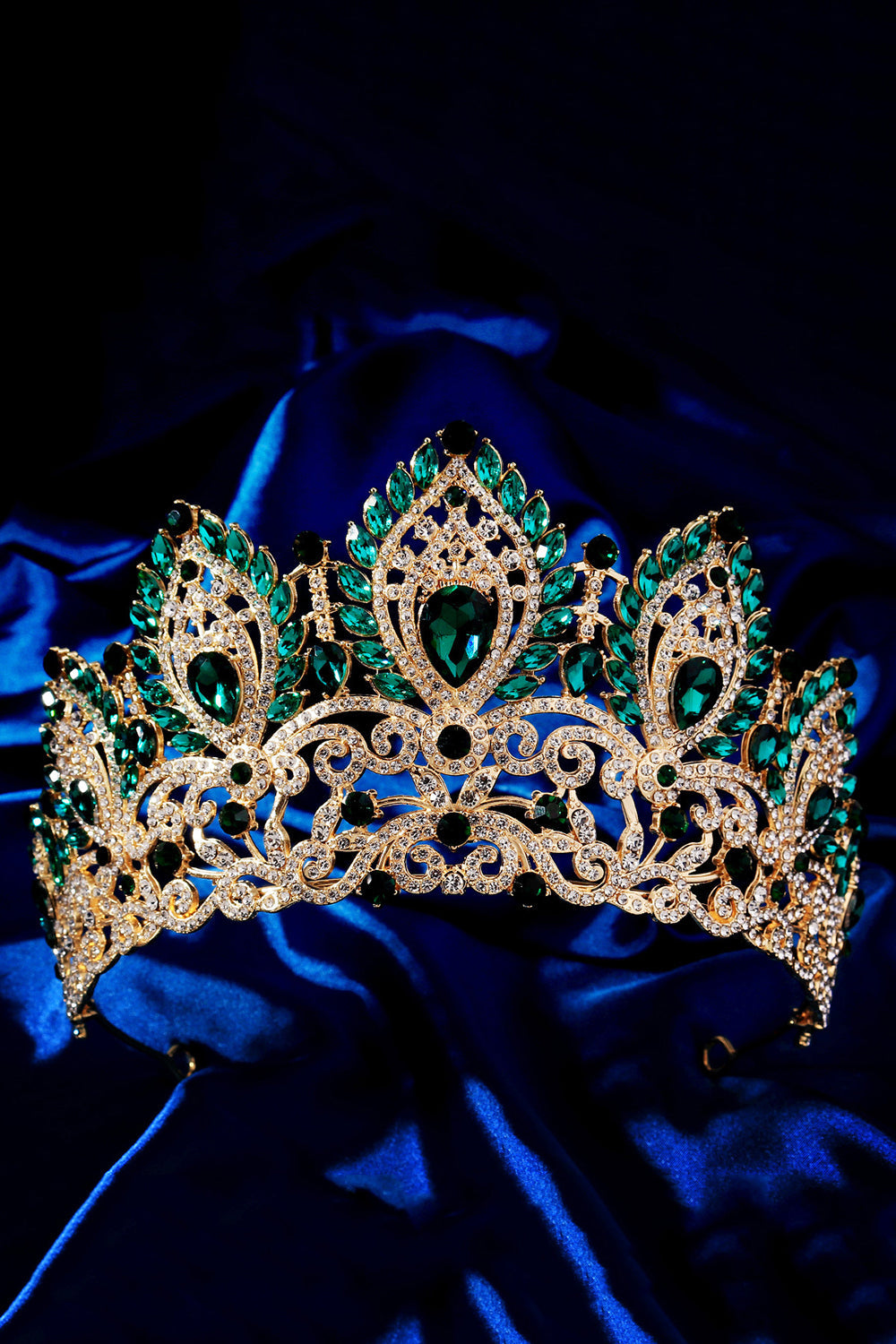 Luxury Crystal Prom Queen Pageant Golden Crown Tiara
