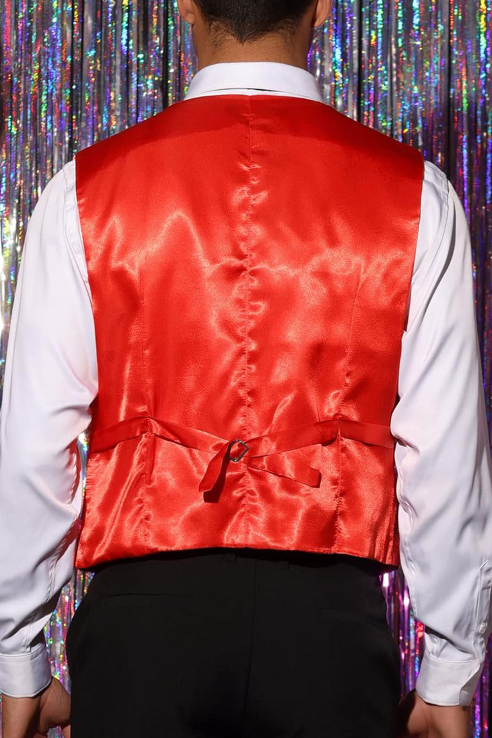 Gilet de costume homme noir scintillant col V simple boutonnage avec sequins