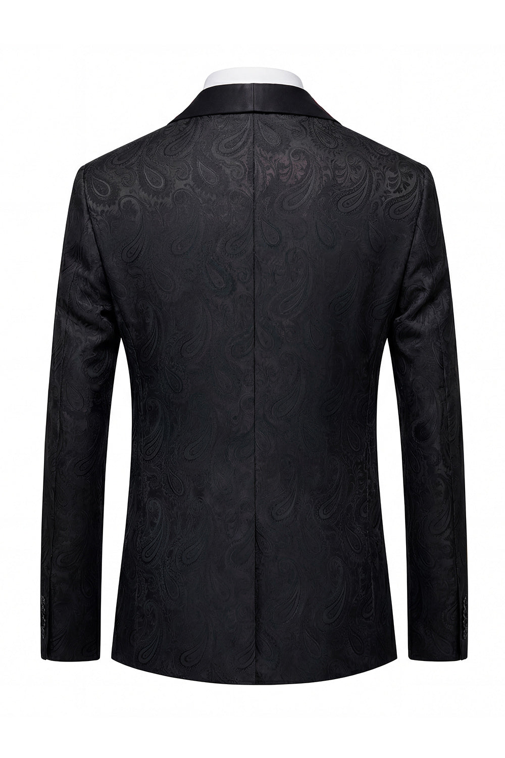 Black Jacquard Shawl Lapel Single Breasted Men's Blazer with Bowtie