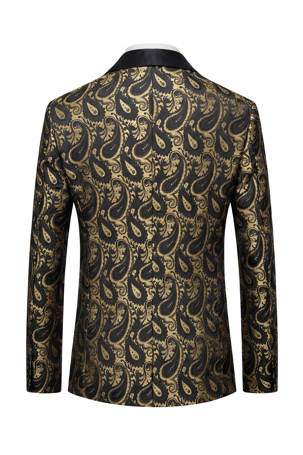 Black Jacquard Shawl Lapel Single Breasted Men's Blazer with Bowtie