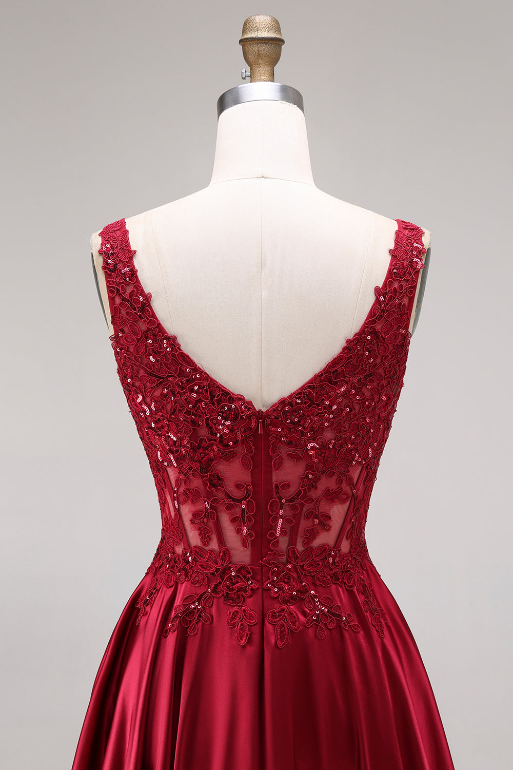 Sparkly Burgundy Velvet Corset A-Line Square Neck Long Prom Dress with Beading