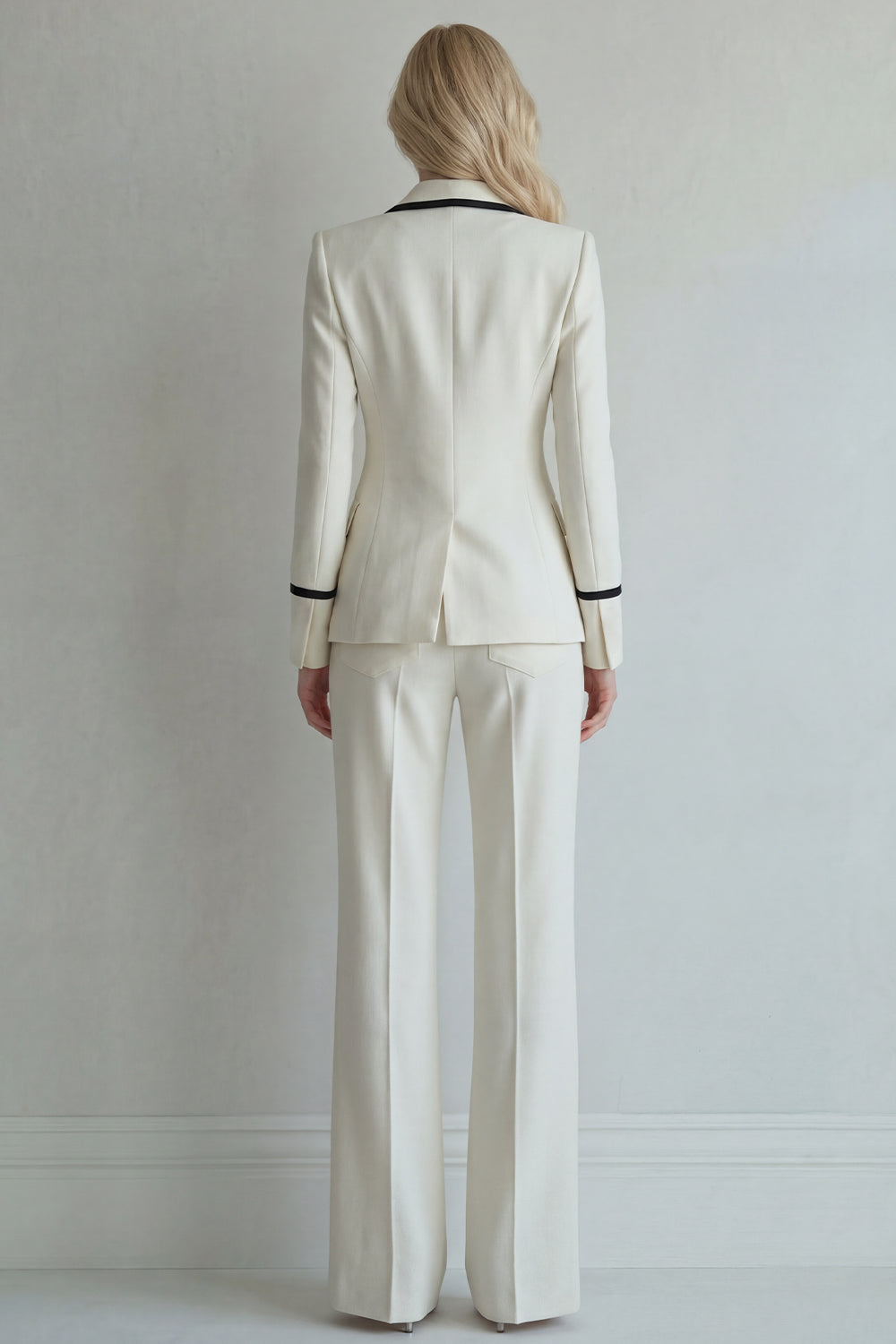 Ivory Peak Lapel Single Breasted 2-Piece Wide Leg Prom Suit