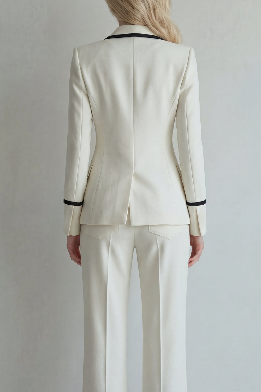 Ivory Peak Lapel Single Breasted 2-Piece Wide Leg Prom Suit