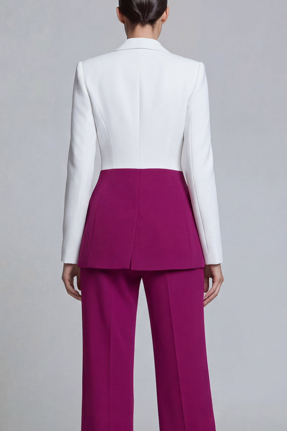 Costumes pour femmes Black Pink 2 pièces à revers cranté avec manches