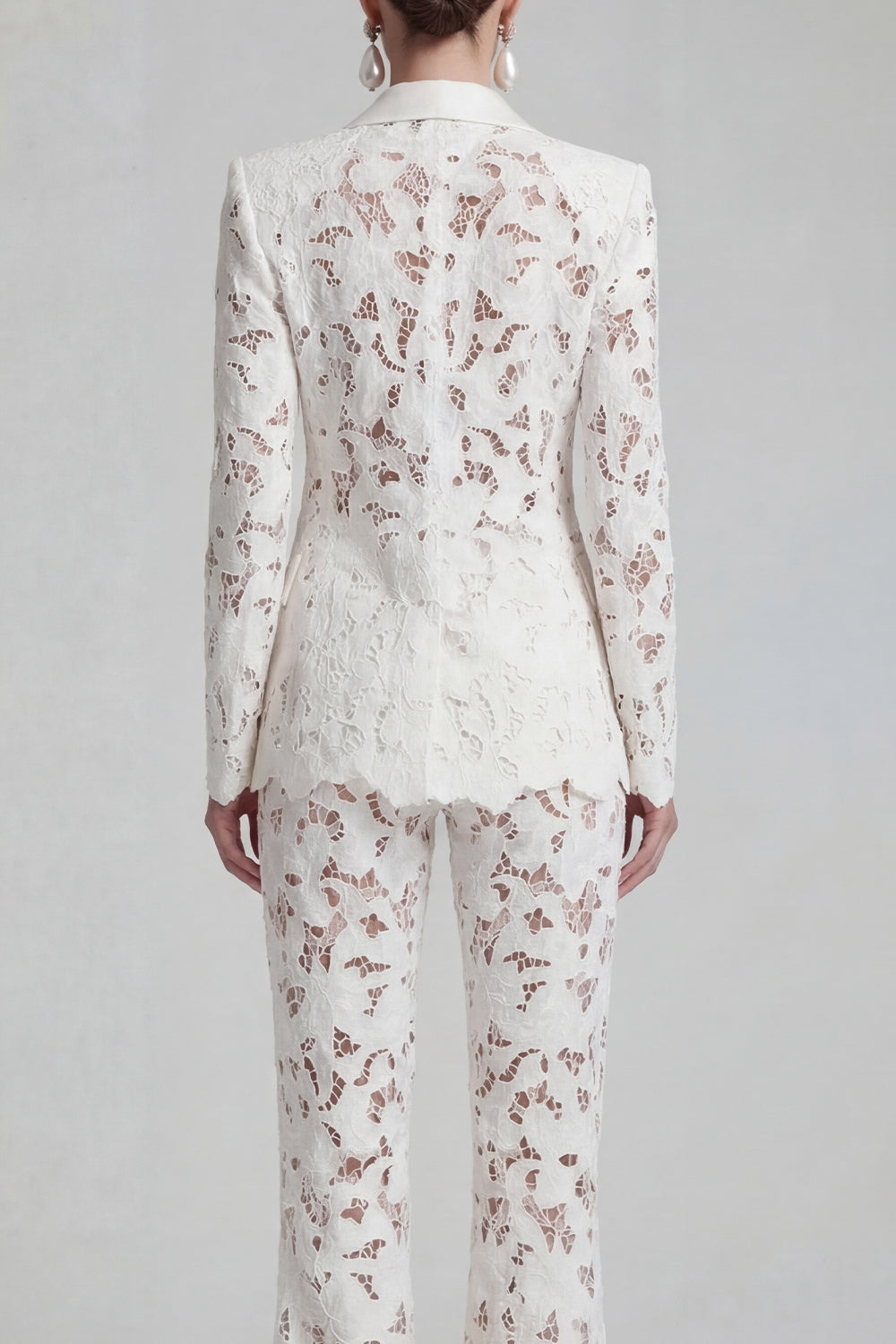 White Peak Lapel 2 Piece Boho Women's Suits with Sleeves