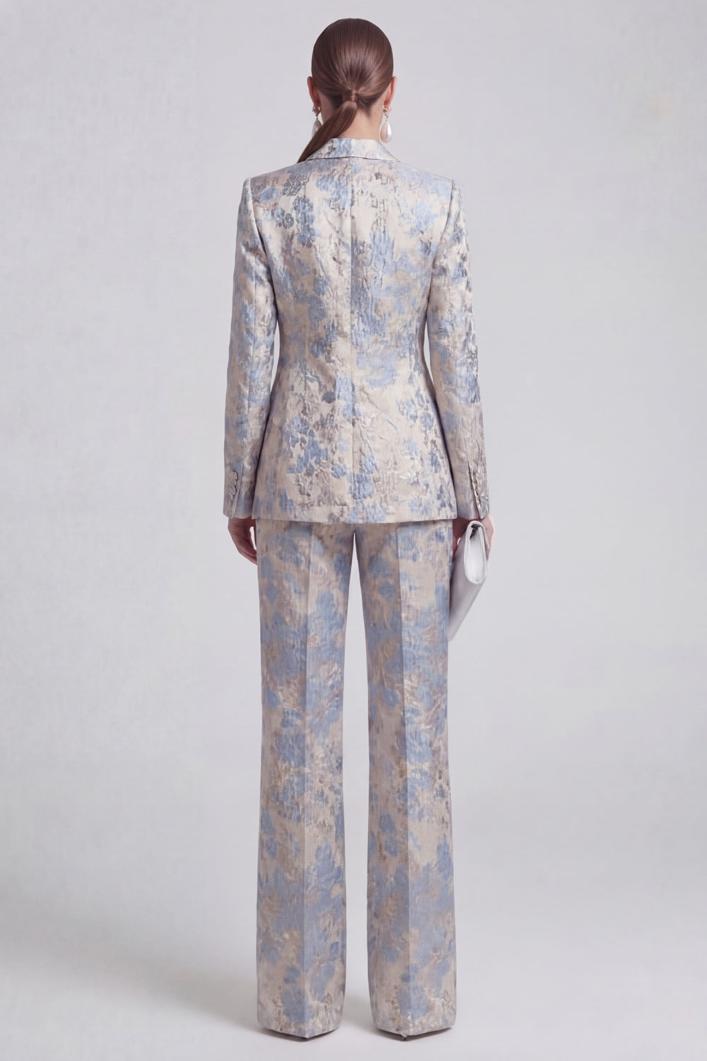 Costumes de bal croisés à revers fleuris bicolores champagne et rose