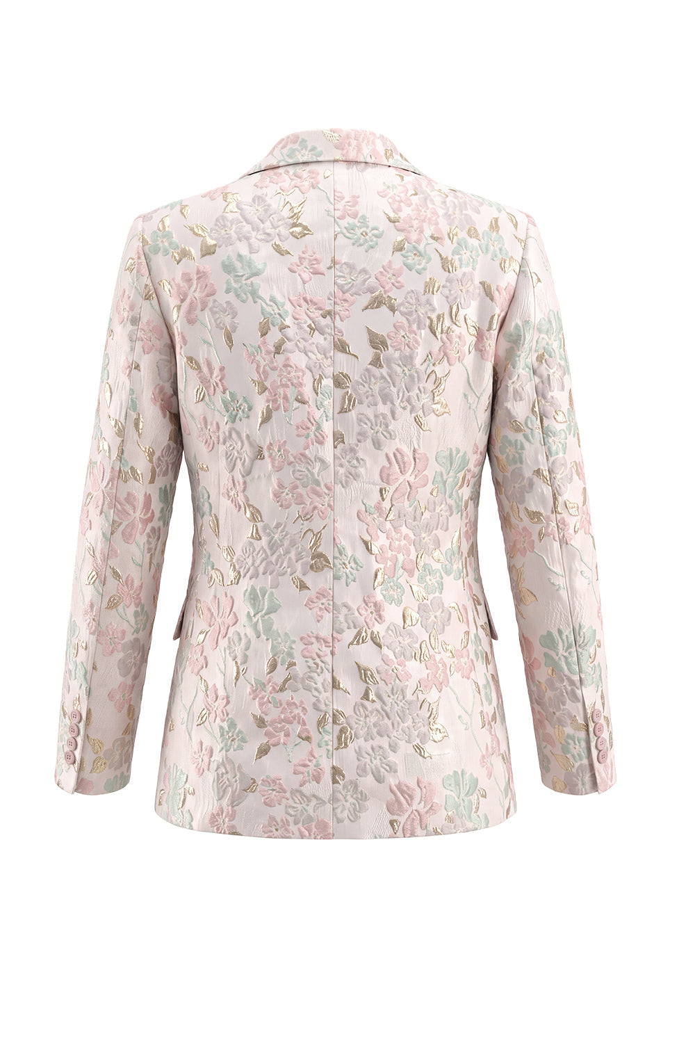 Costumes de bal croisés à revers fleuris bicolores champagne et rose