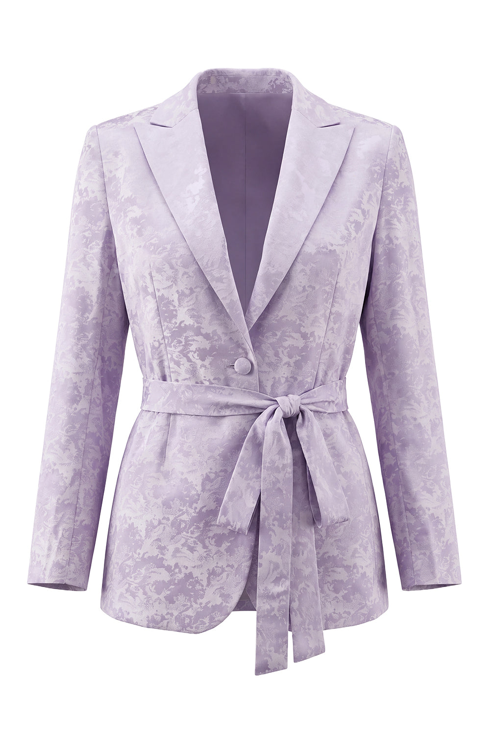 Lilac Floral Single Breasted 2 Piece Peak Lapel Wide Leg Prom Suits with Belt