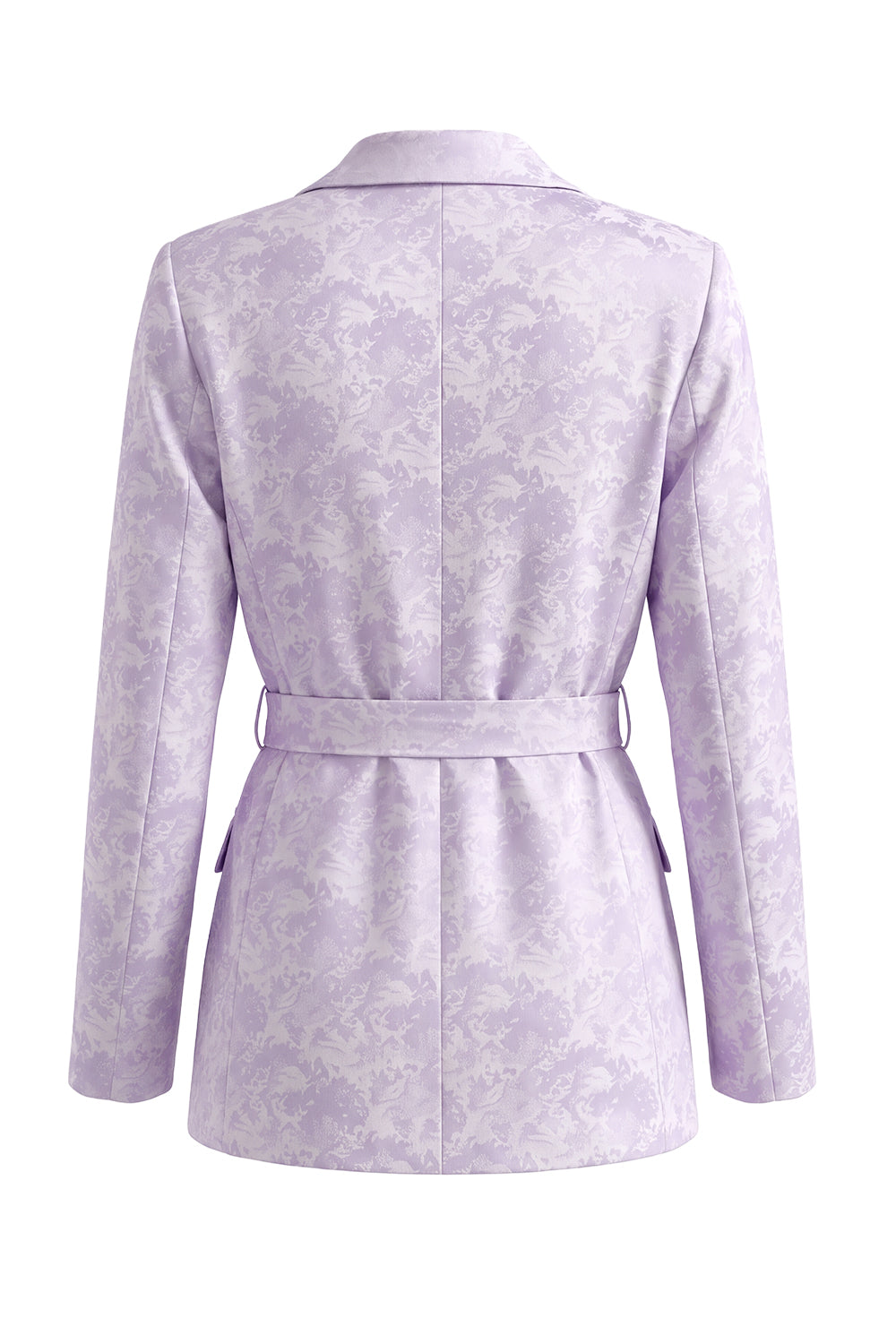 Lilac Floral Single Breasted 2 Piece Peak Lapel Wide Leg Prom Suits with Belt